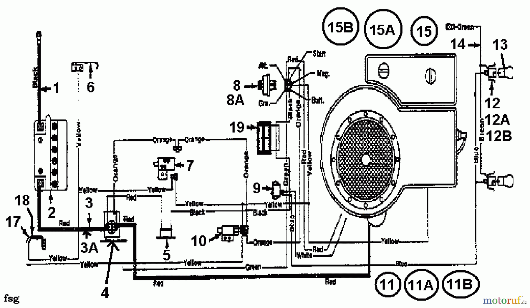  MTD Tracteurs de pelouse 12/91 132-450E653  (1992) Plan électrique cylindre simple