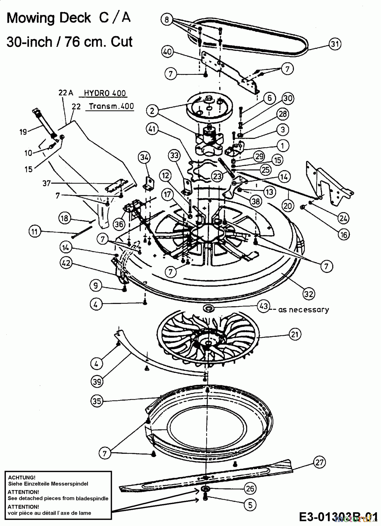  MTD Rasentraktoren J 130 13A5475A678  (1998) Mähwerk C (30