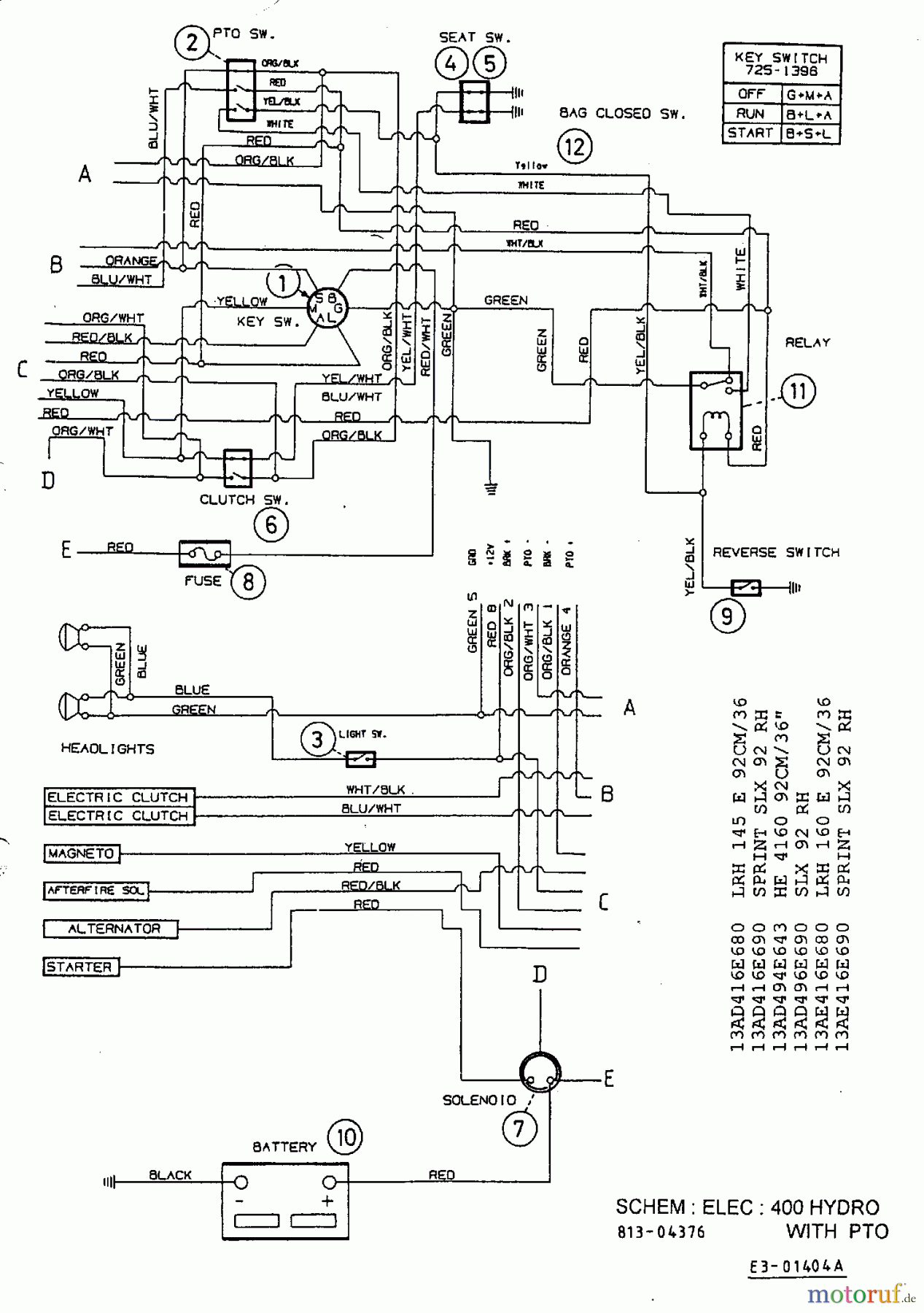  Mastercut Rasentraktoren 13/92 H 13AA410E659  (2000) Schaltplan