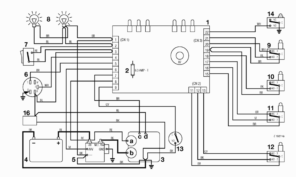 Spare Parts Lists for Solo Lawn Mower WIRE DIAGRAM 15,5 HP B&S (TCP102