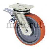 Industry and Shop Polyurethane heavy duty swivelling castors with double stop