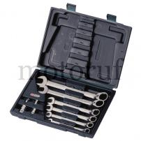 Top Parts GEARplus® combination ratchet spanner set, reversible, 10-pcs., 8-19mm, mit Adaptor