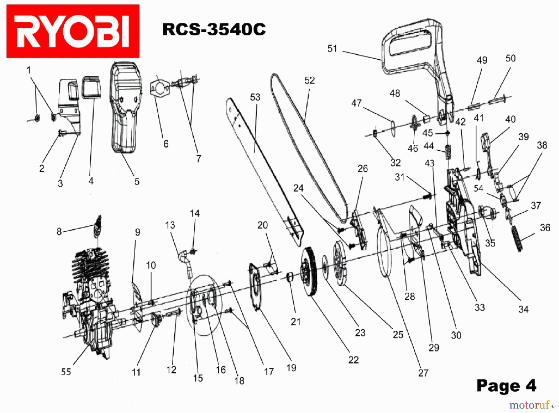  Ryobi Kettensägen Benzin RCS3540C Kupplung, Bremse