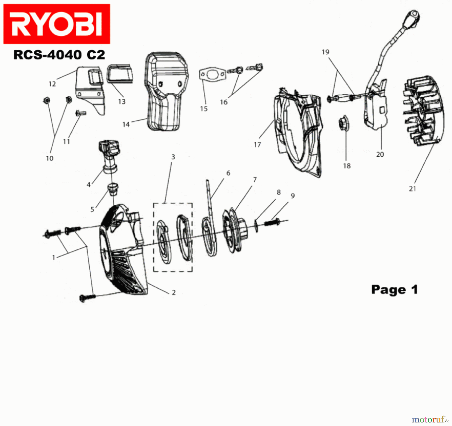  Ryobi Kettensägen Benzin RCS4040C2 Starter