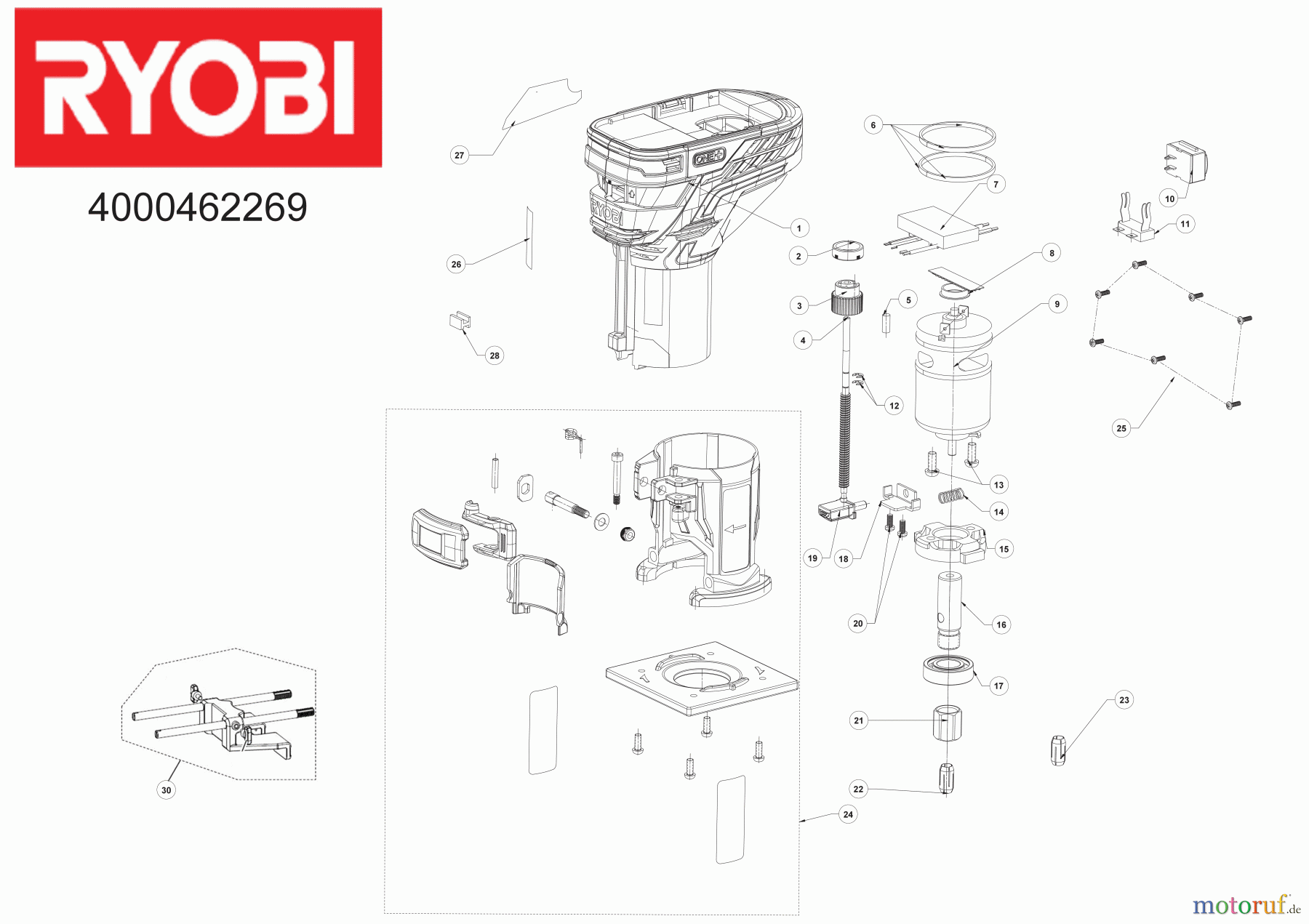  Ryobi Sonstige Geräte R18TR-0 18 V Akku-Kantenfräser Seite 1