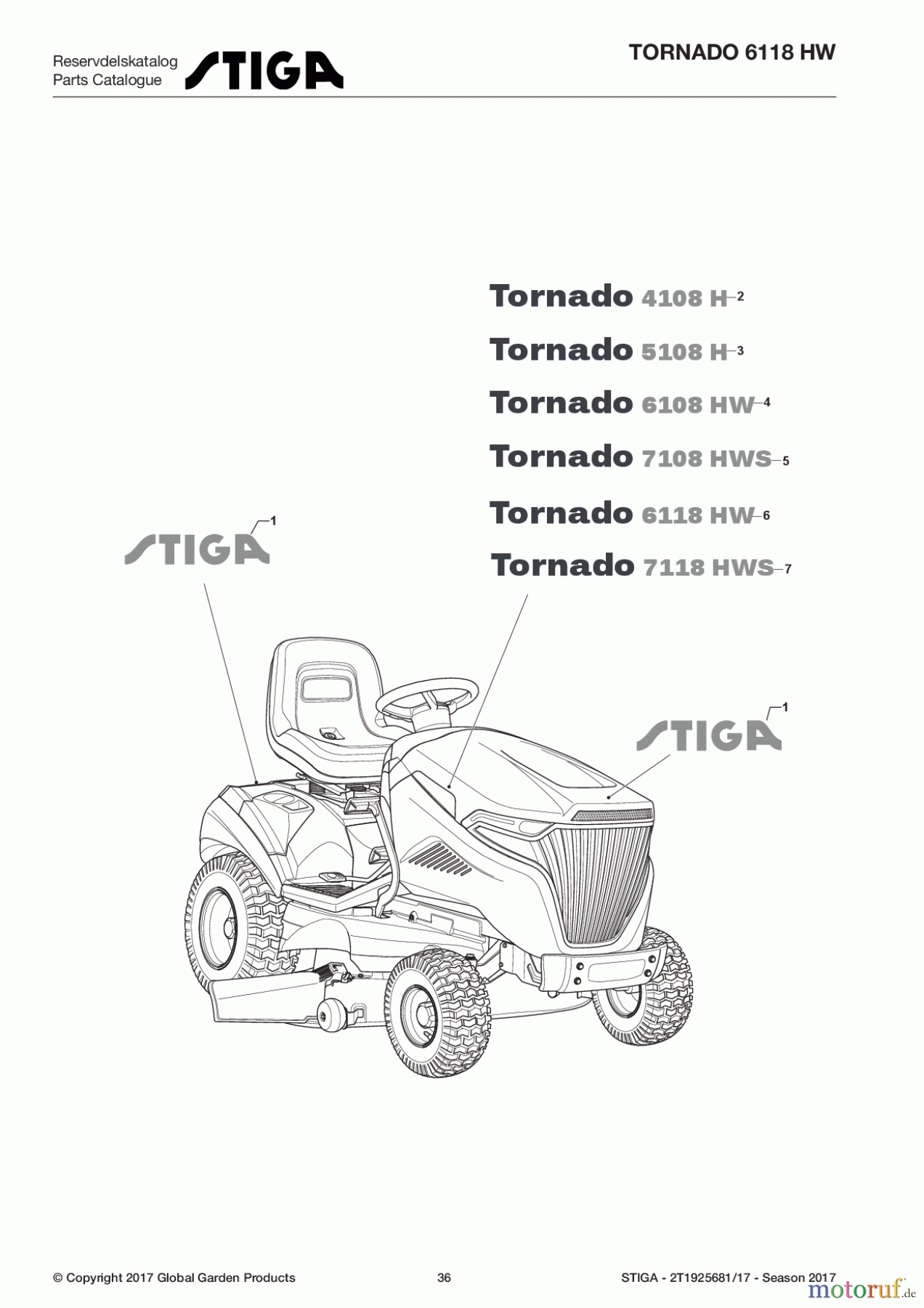  Stiga Rasentraktoren Estate, Tornado tractors 118 cm Seitenauswurf Baujahr 2017 TORNADO 6118 HW 2T1925681/17 - Season 2017 Aesthetic Labels