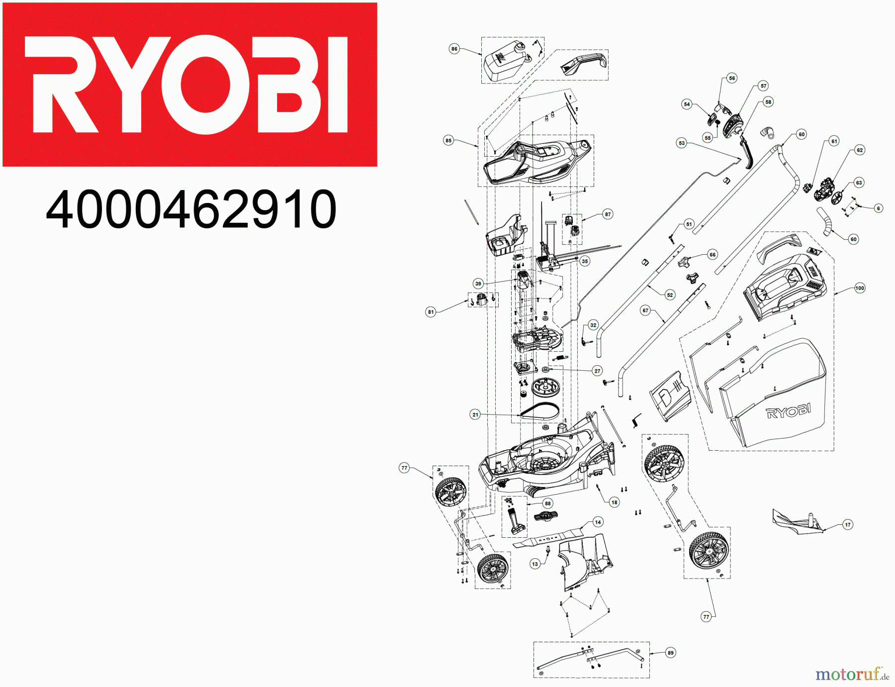  Ryobi Rasenmäher Akku OLM1833B 18V Akkurasenmäher 33CM Seite 1