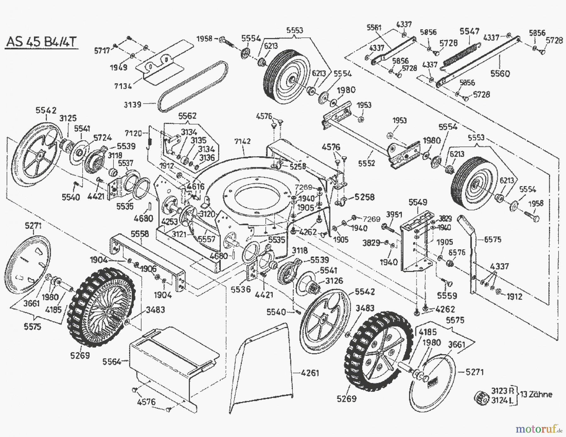 AS-Motor (neu) Rasen Profi-Rasenmäher AS 45 Universal AS 45 B4/4T ab FNr. 01390040400 Gehäuse
