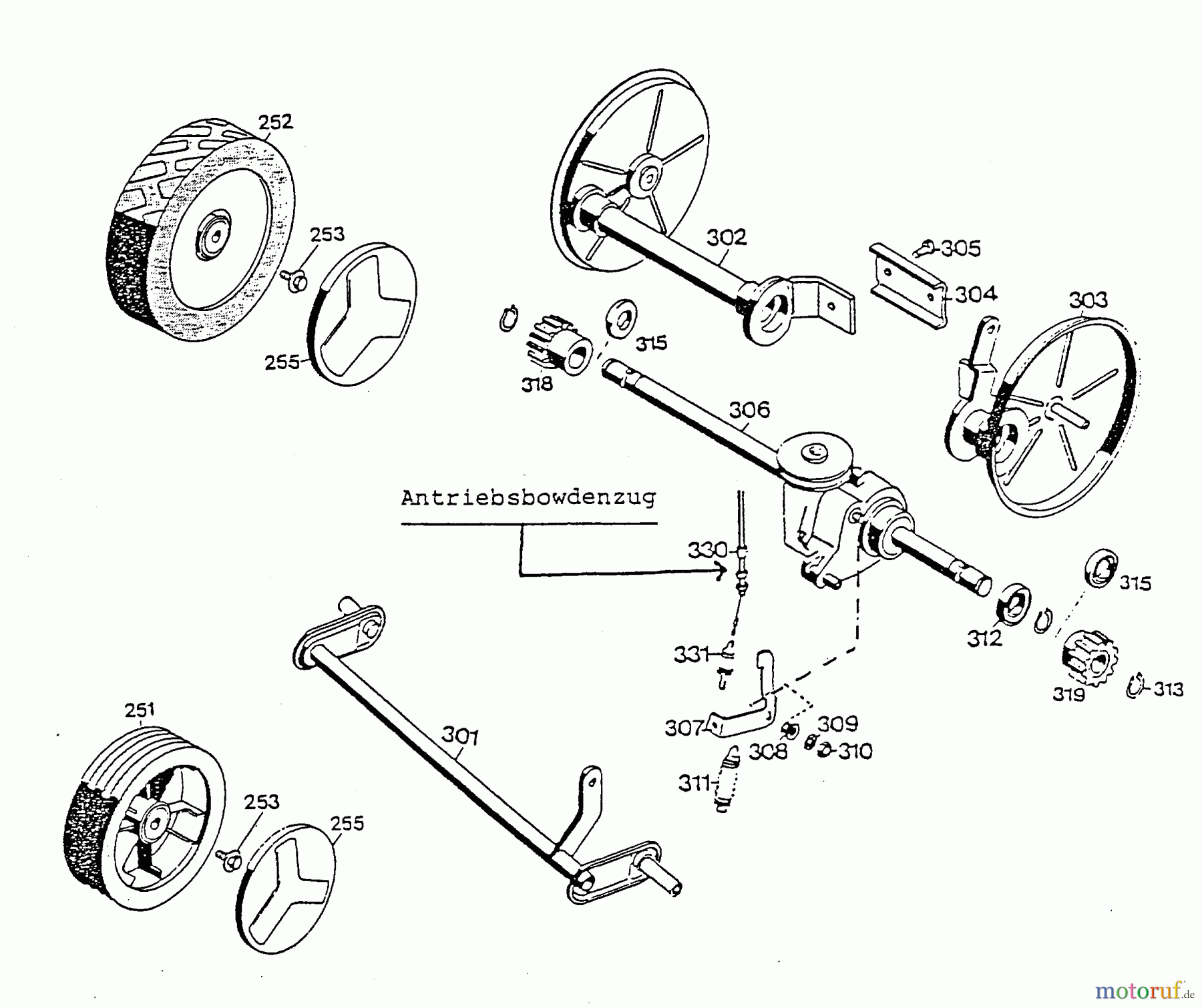  Wolf-Garten Petrol mower self propelled 4.42 TAi 4730881 Series A, B, C  (1996) Gearbox, Wheels
