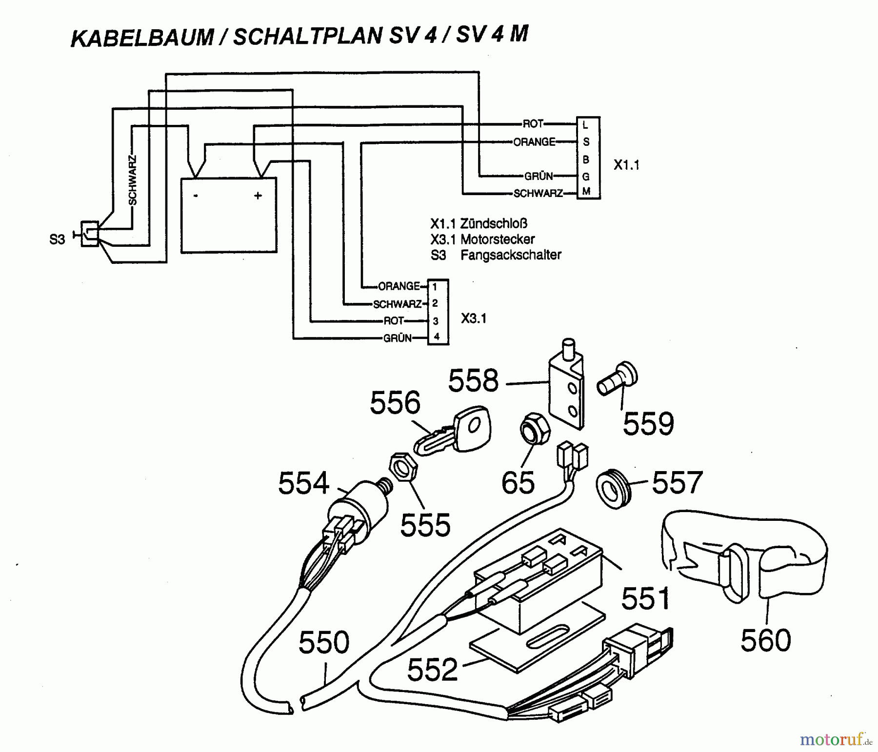  Wolf-Garten Scooter SV 4 6150000 Series A  (1998) Harness, Wiring diagram
