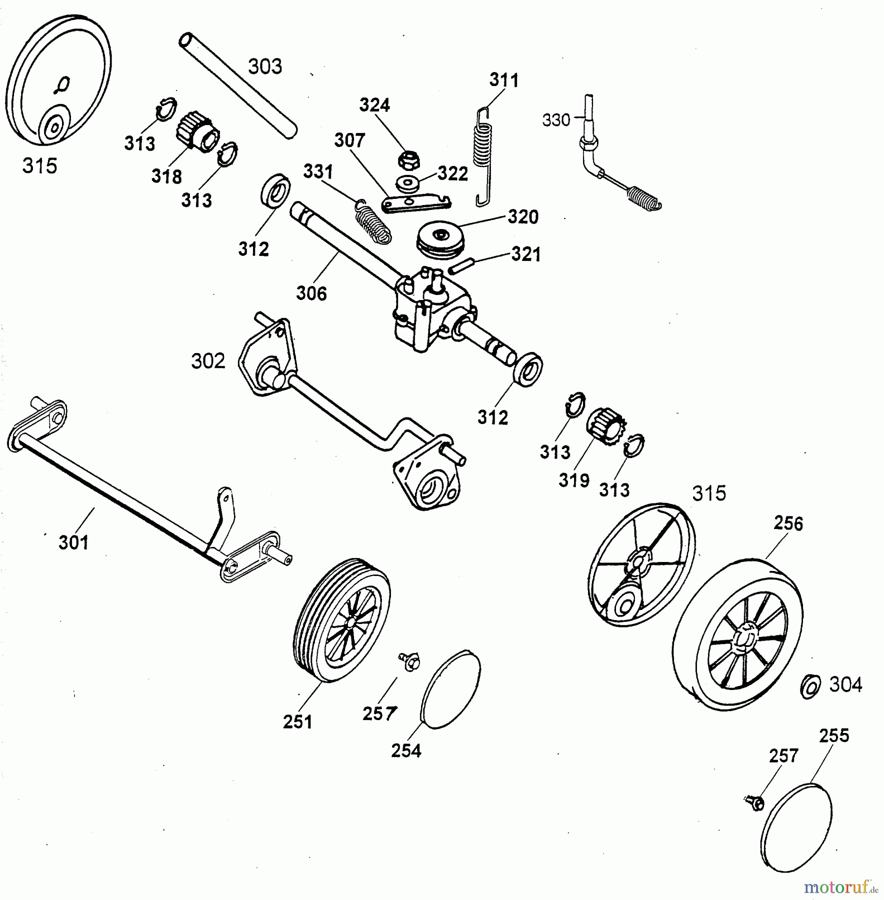  Wolf-Garten Petrol mower self propelled 4.42 A 4722885 Series A  (1999) Gearbox, Wheels