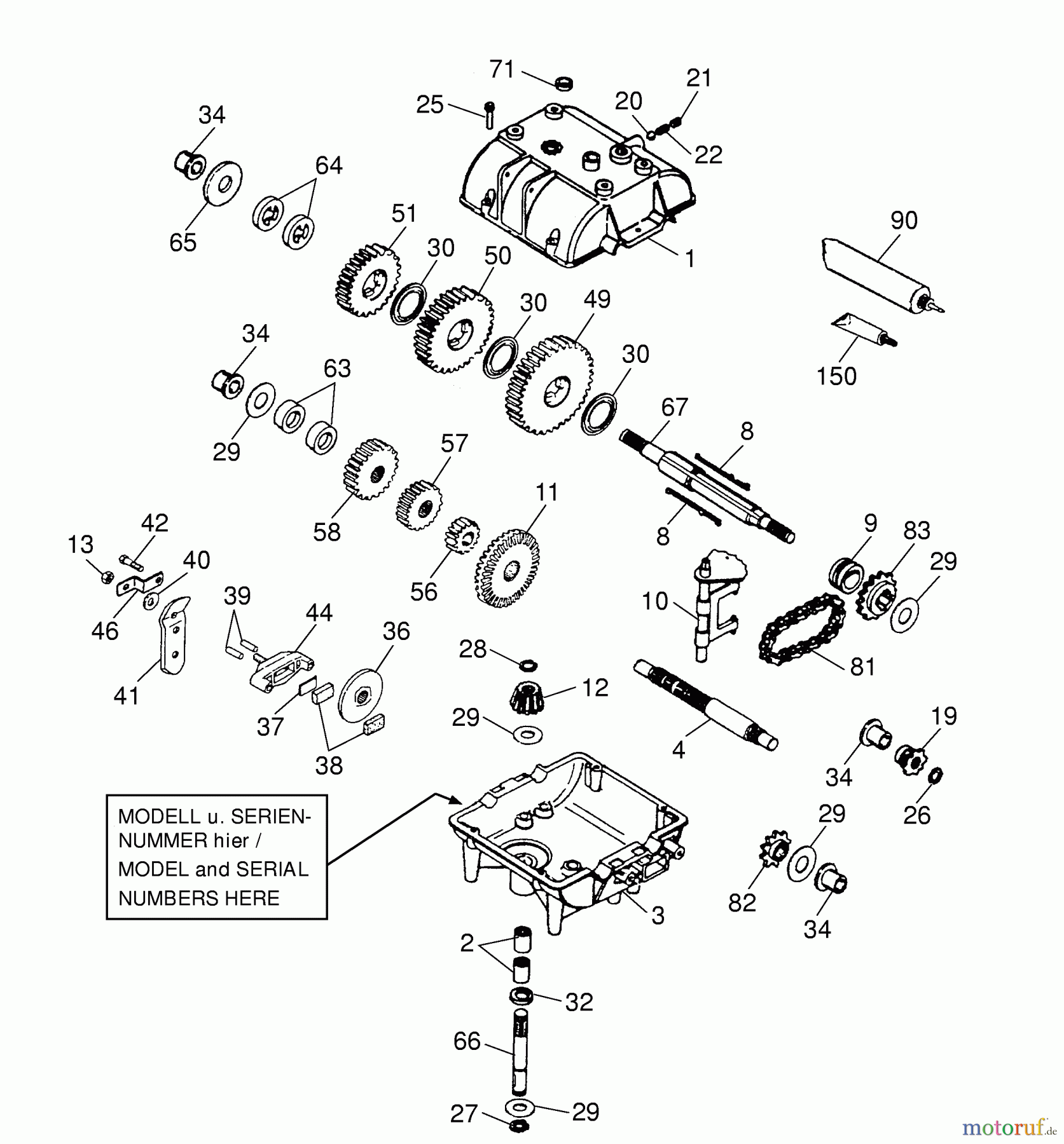  Wolf-Garten Scooter OHV 3 6990000 Series B, C  (1999) Gearbox