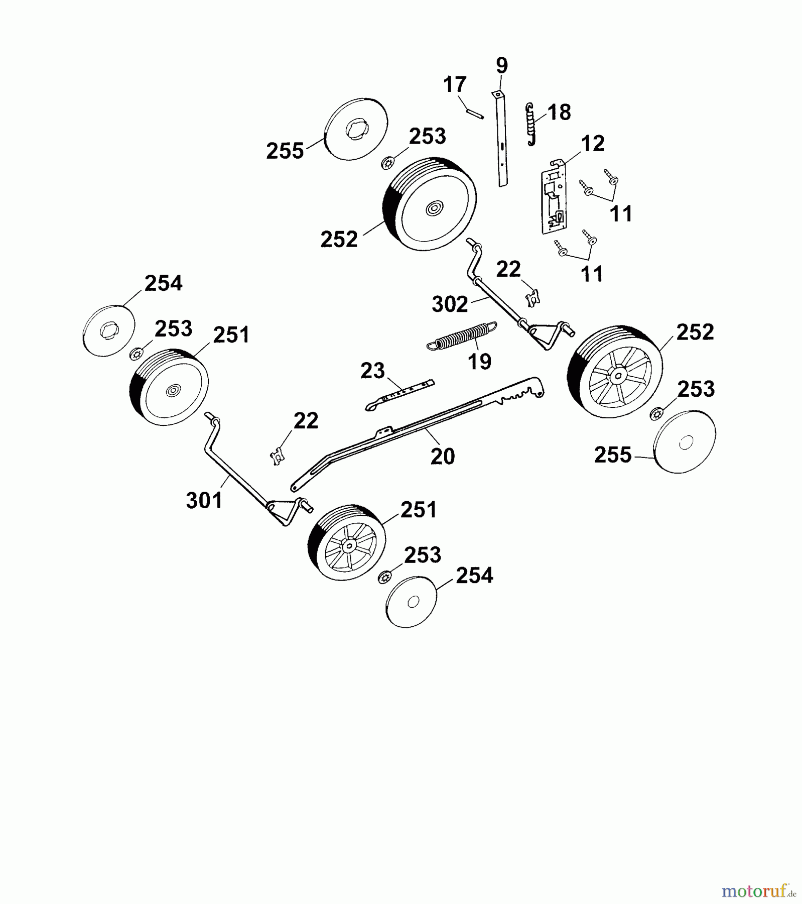  Wolf-Garten Petrol mower Esprit 40 TM 4004000 Series B  (2004) Wheels, Cutting hight adjustment