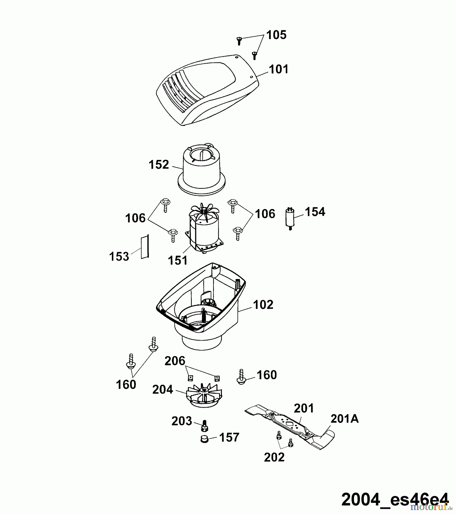 Wolf-Garten Electric mower Esprit 46 E 4620680 Series B, C (2004) Cover engine, Blade, Engine