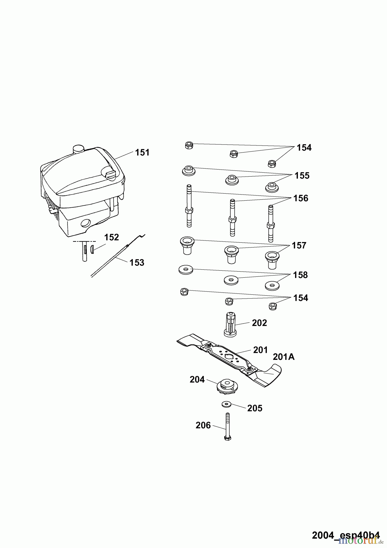  Wolf-Garten Petrol mower Esprit 40 B 4001000 Series E  (2004) Blade, Blade adapter, Engine