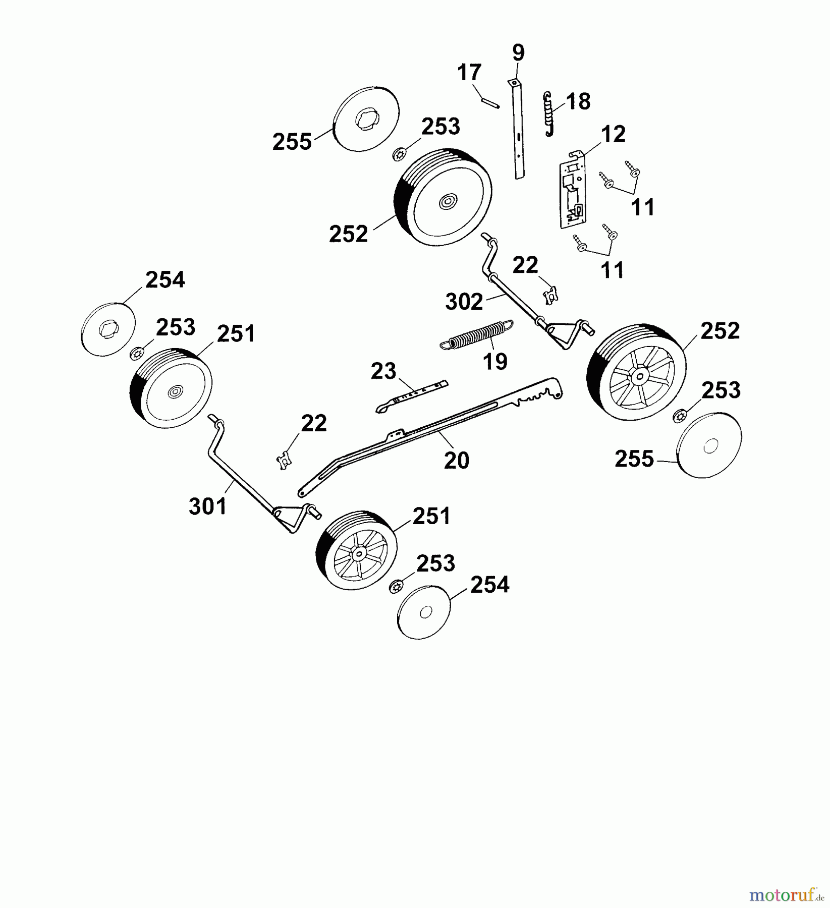 Wolf-Garten Petrol mower Premio 40 B 4011000 Series D, E  (2004) Height adjustment, Wheels