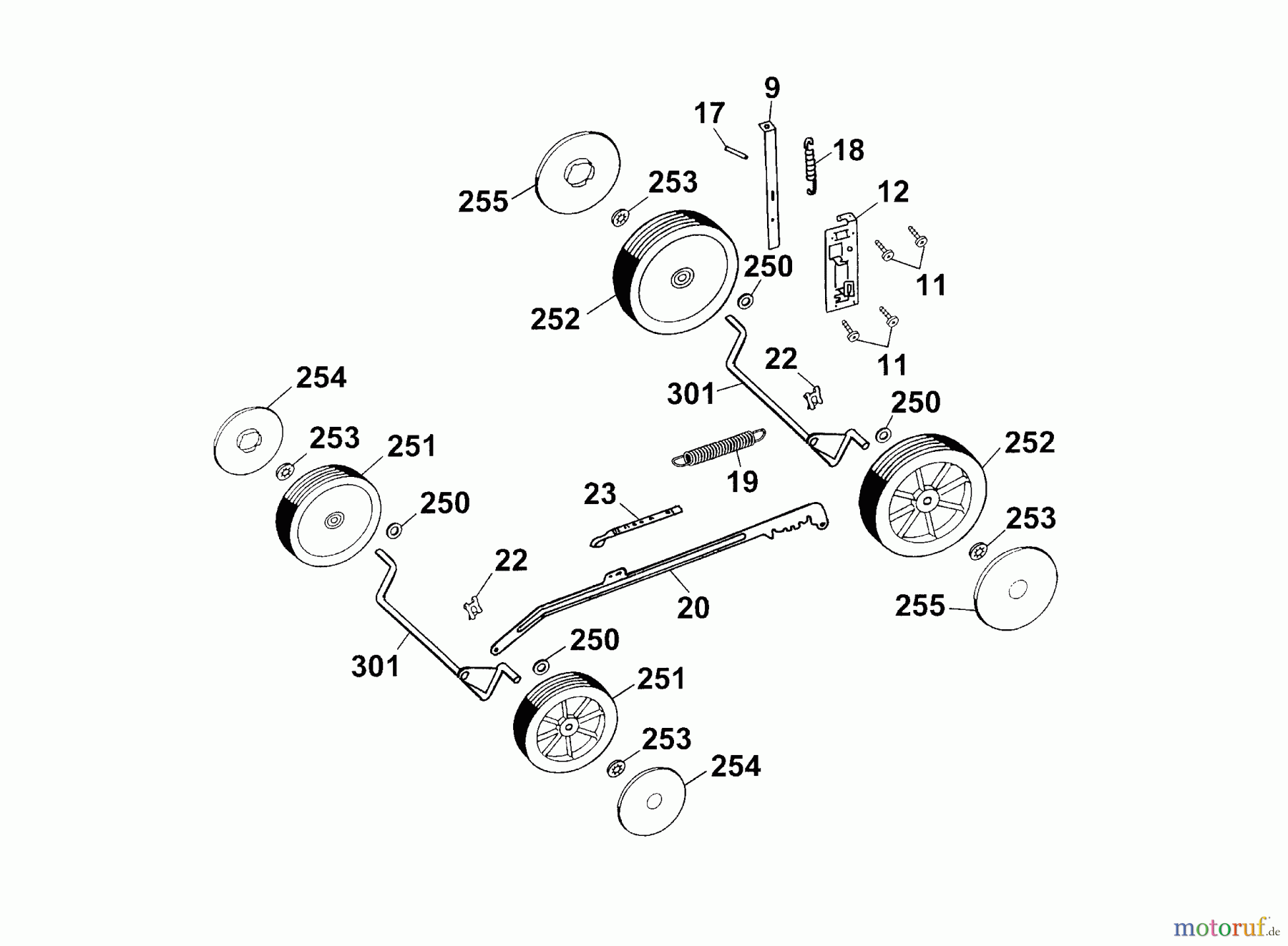  Wolf-Garten Petrol mower 2.46 BS 4601004 Series A  (2003) Wheels, Cutting hight adjustment