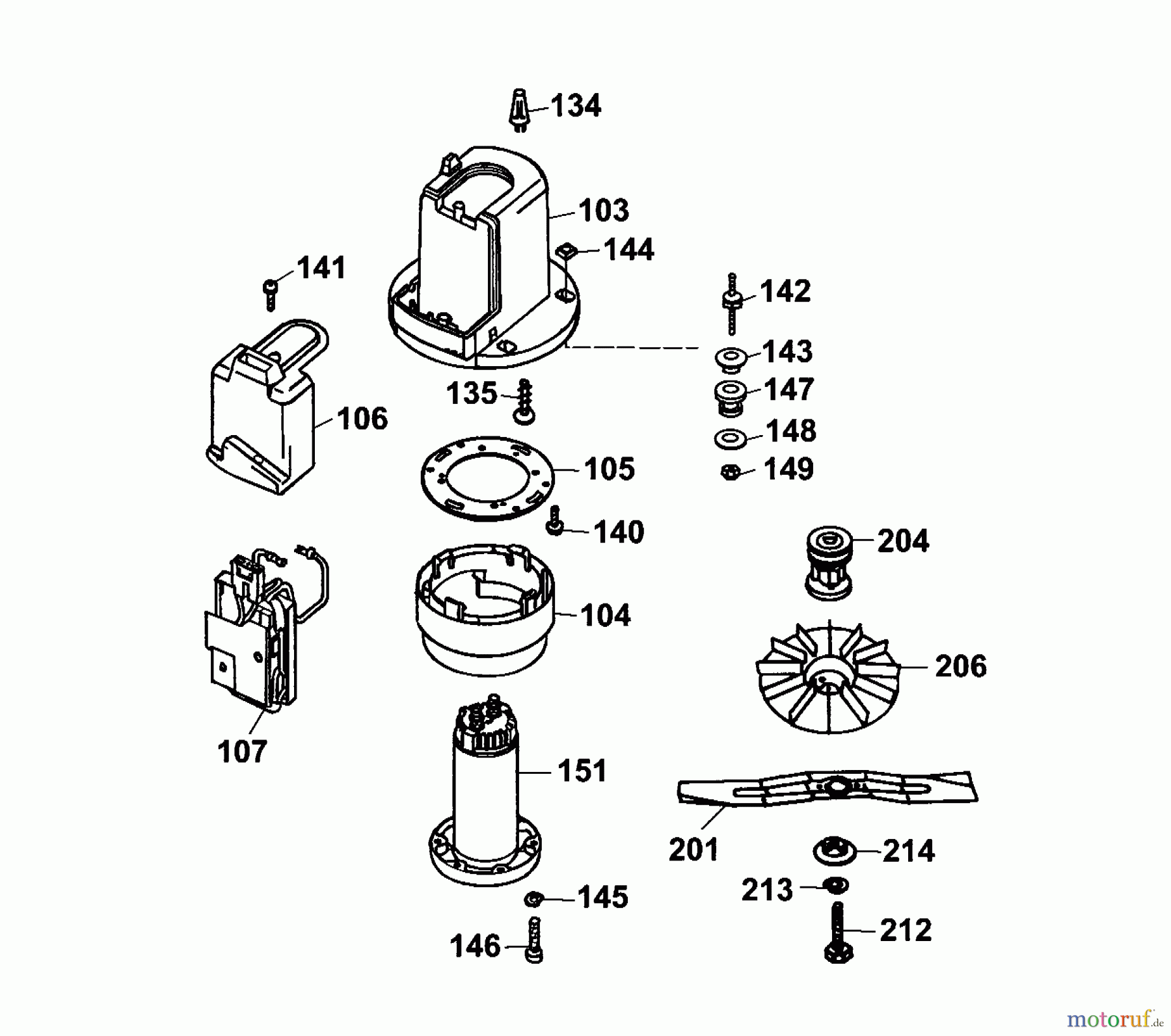  Wolf-Garten Battery mower Concept 43 AC 4332000 Series A  (2001) Blade, Blade adapter, Engine