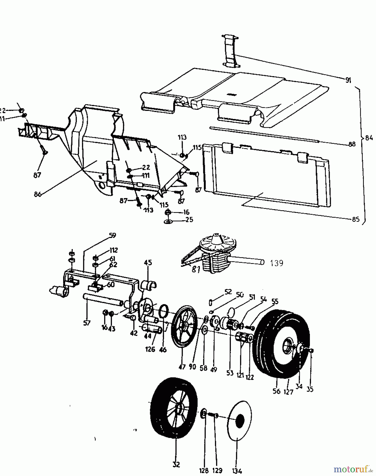  Wolf-Garten Petrol mower self propelled 6.51 BA 6950580 Series A  (2000) Gearbox, Wheels