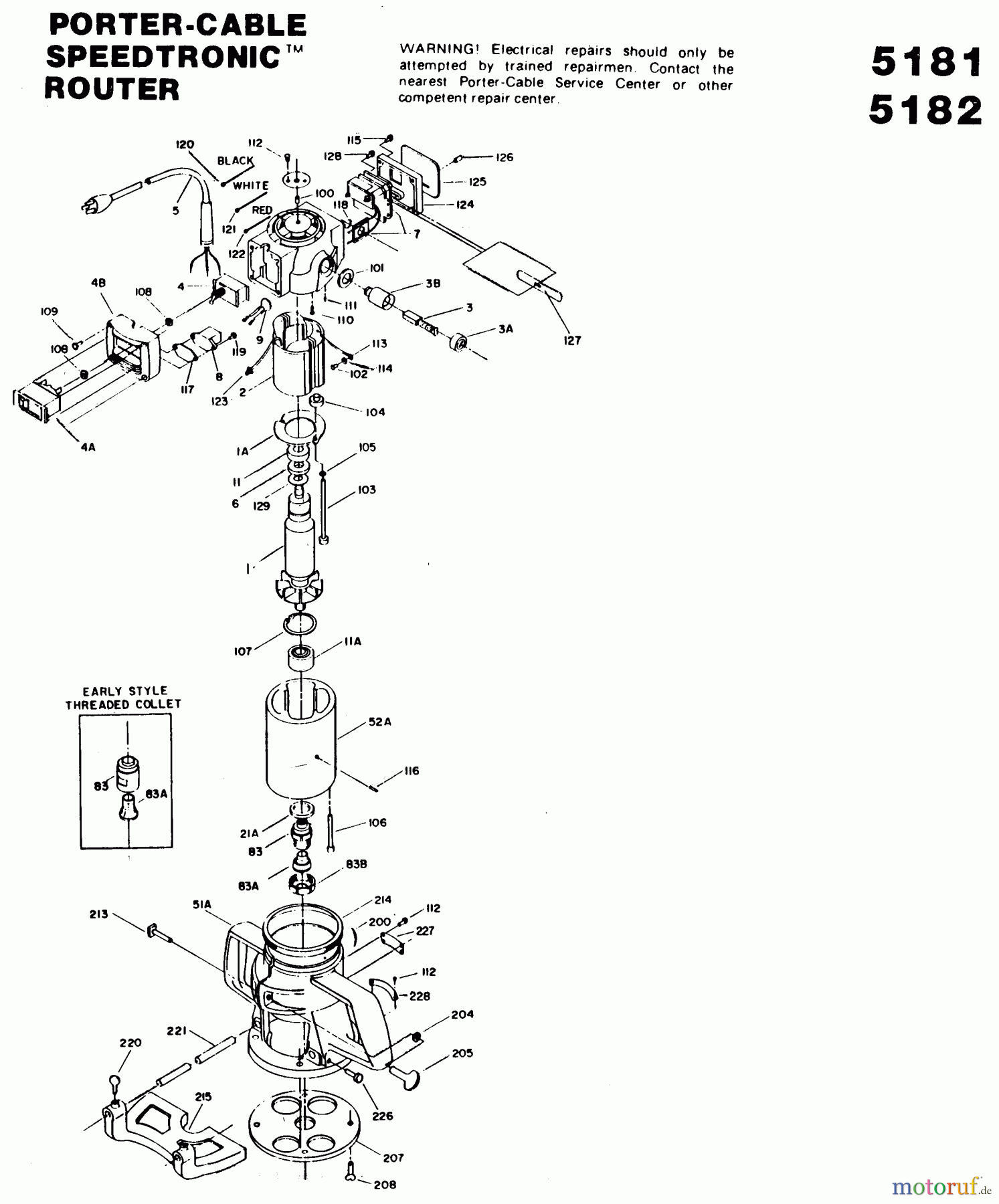  PORTER CABLE Divers MOTOR FOR #518 J-5182 Seite 1