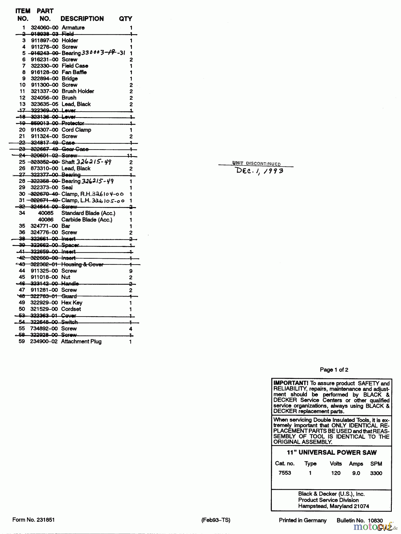  BLACK+DECKER INDOOR SAWS UNIVERSAL SAW 7553 Seite 1