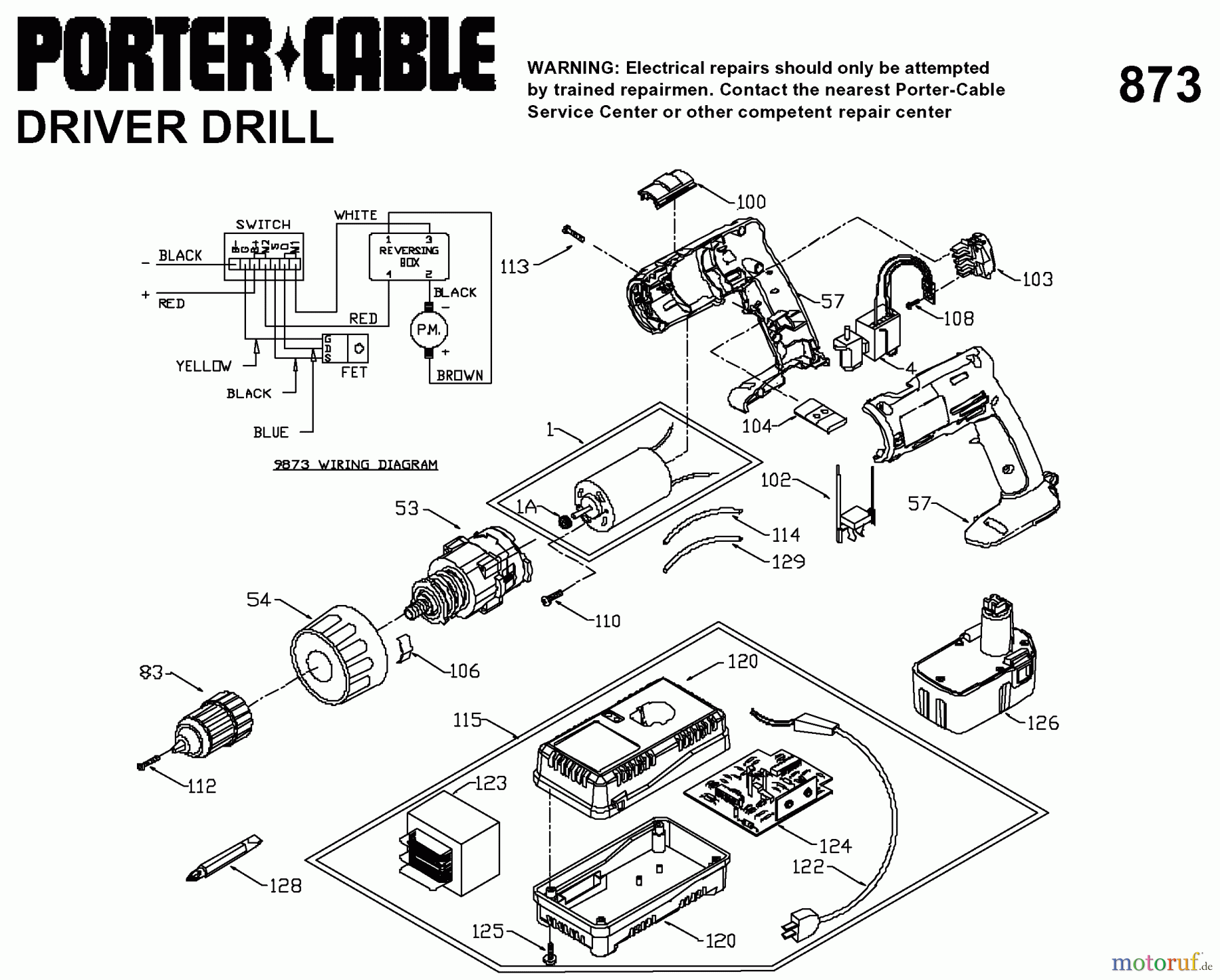  PORTER CABLE Divers 14.4 V PH CORDLESS 9873 Seite 1