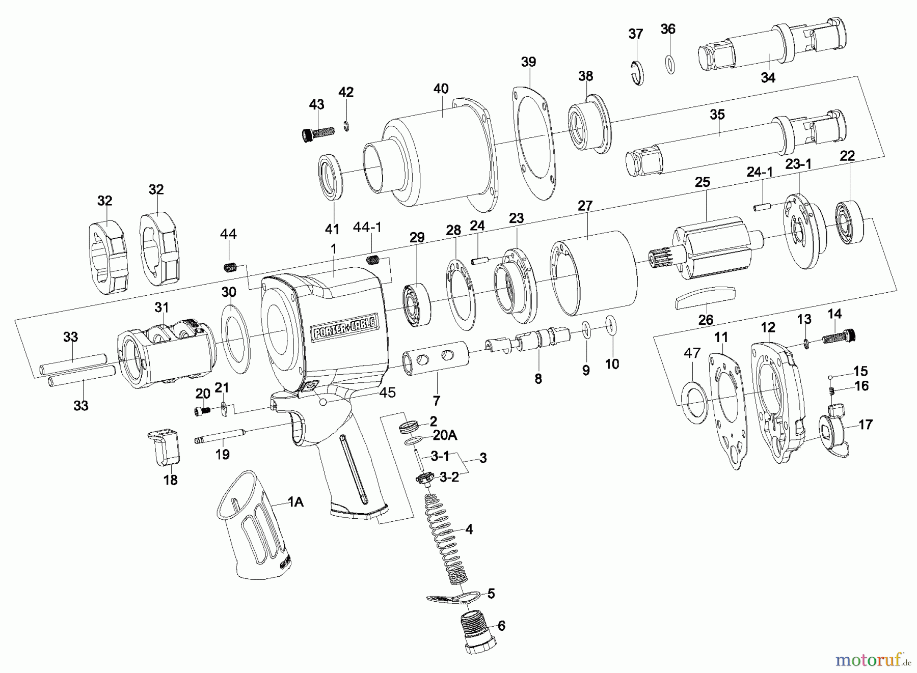  PORTER CABLE Divers WRENCH AIR IMPACT 3/4IN PT751 Seite 1