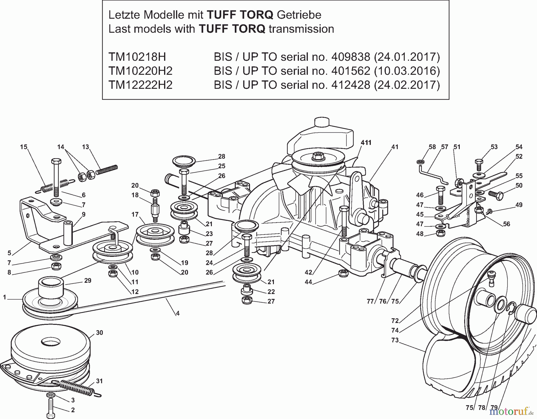  Dolmar Rasentraktoren TM10218H TM10218H (2015-2019) 6y  Getriebe TUFF TORQ