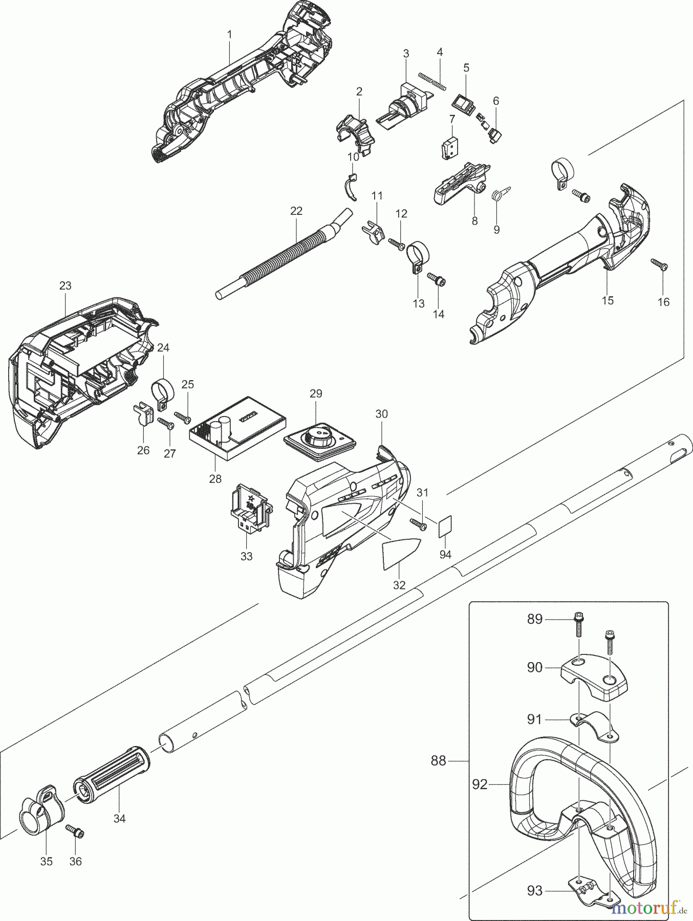  Dolmar Motorsensen & Trimmer Akku AT1831C 1  Schaftrohr, Handgriff