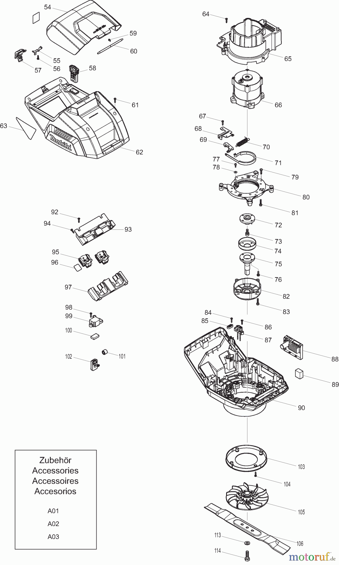  Dolmar Rasenmäher Akku AM3746 2  Gehäuse, Motor, Messer, Zubehör