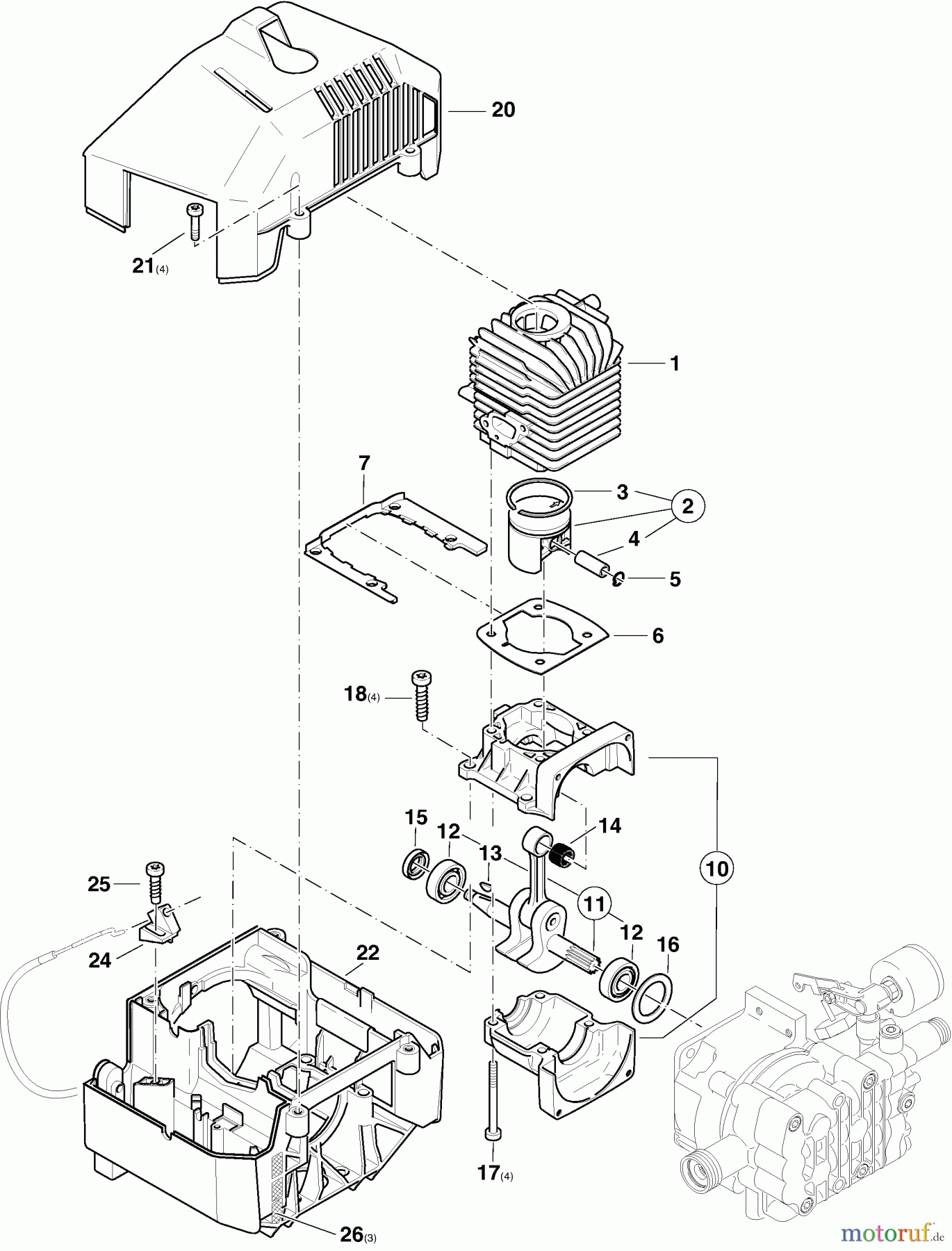  Dolmar Hochdruckreiniger Benzin HP-450 (->2000) 2  Zylinder, Kurbeltrieb, Gehäuse