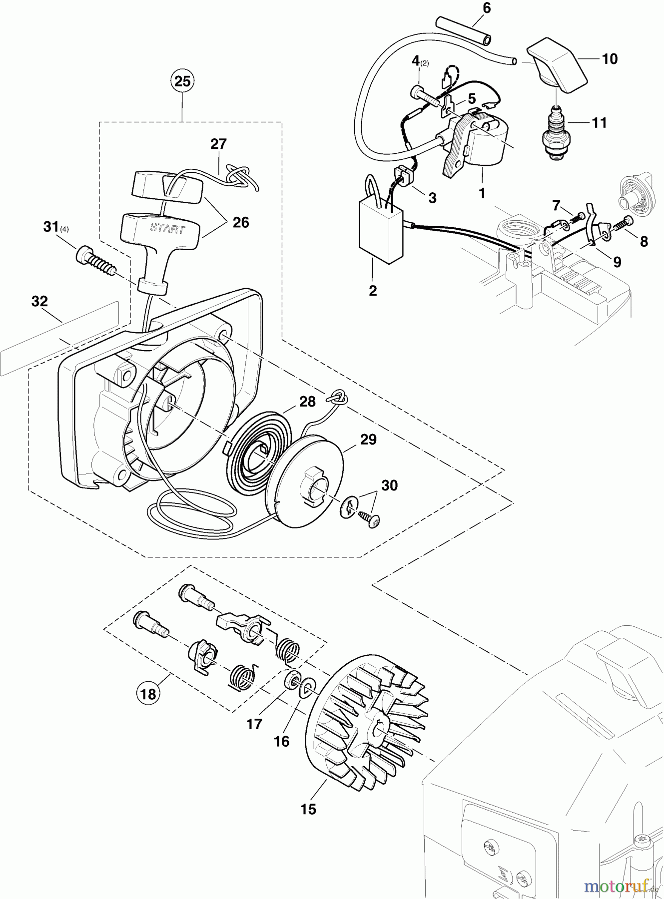  Dolmar Hochdruckreiniger Benzin HP-450 (->2000) 3  Zündelektronik, Anwerfvorrichtung