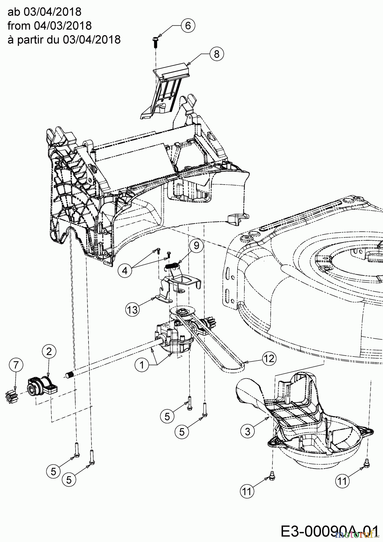  MTD Petrol mower self propelled SP 53 HWBS 12A-PF7B600  (2018) Gearbox, Belt from 04/03/2018