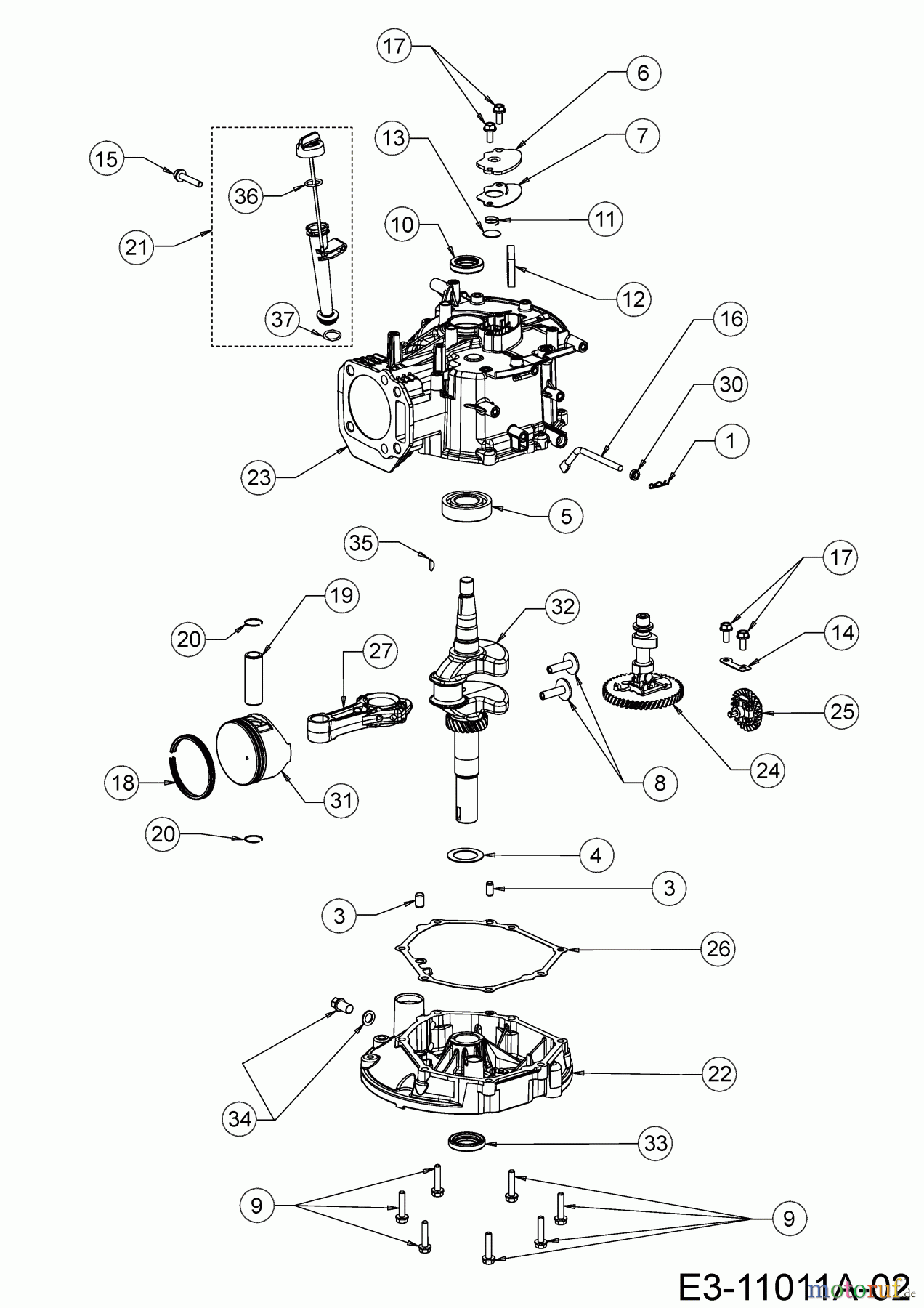  MTD-Engines Vertical 6X70RHA 752Z6X70RHA  (2019) Piston, Camshaft, Crankshaft, Connecting rod