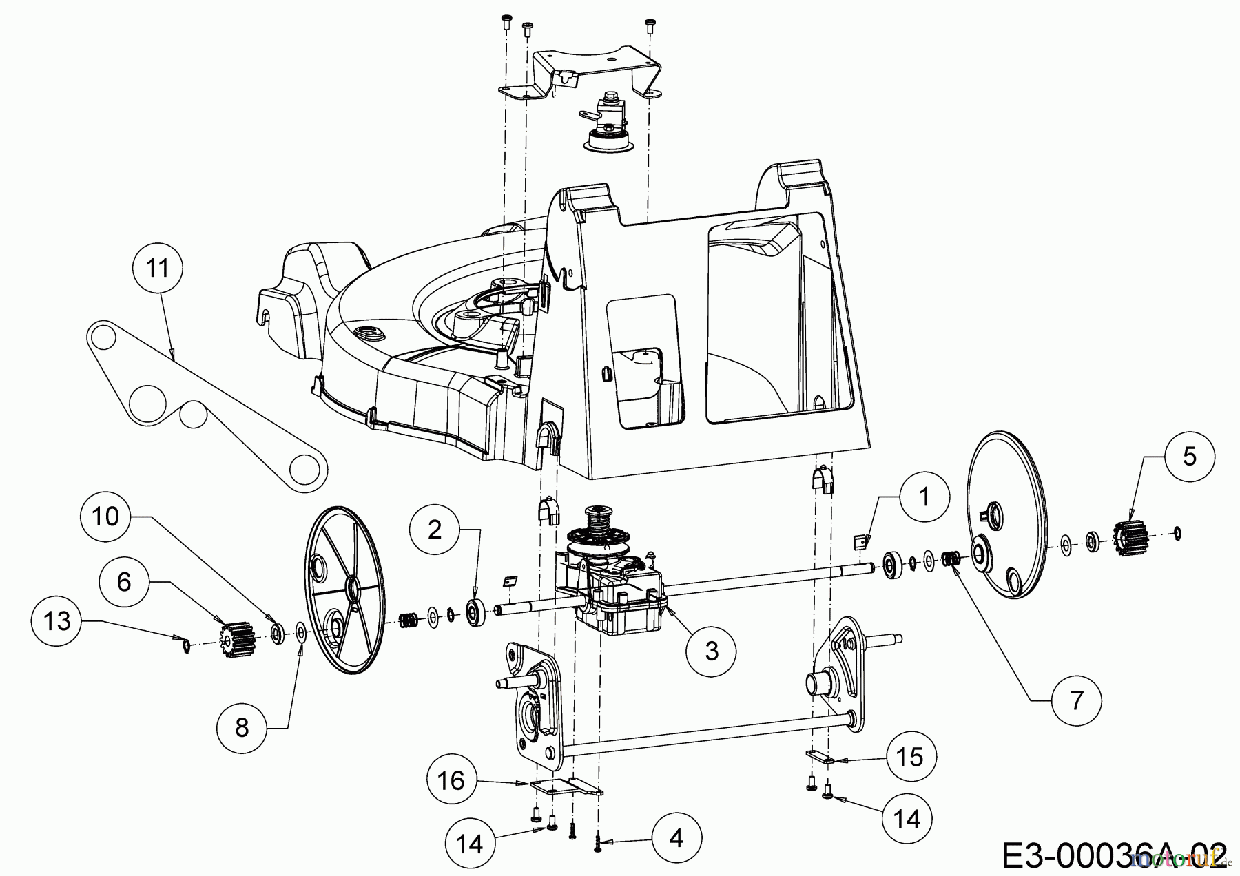  Wolf-Garten Petrol mower self propelled OMEGA2 53 B V 12AQZA7F650 (2019) Gearbox, Belt