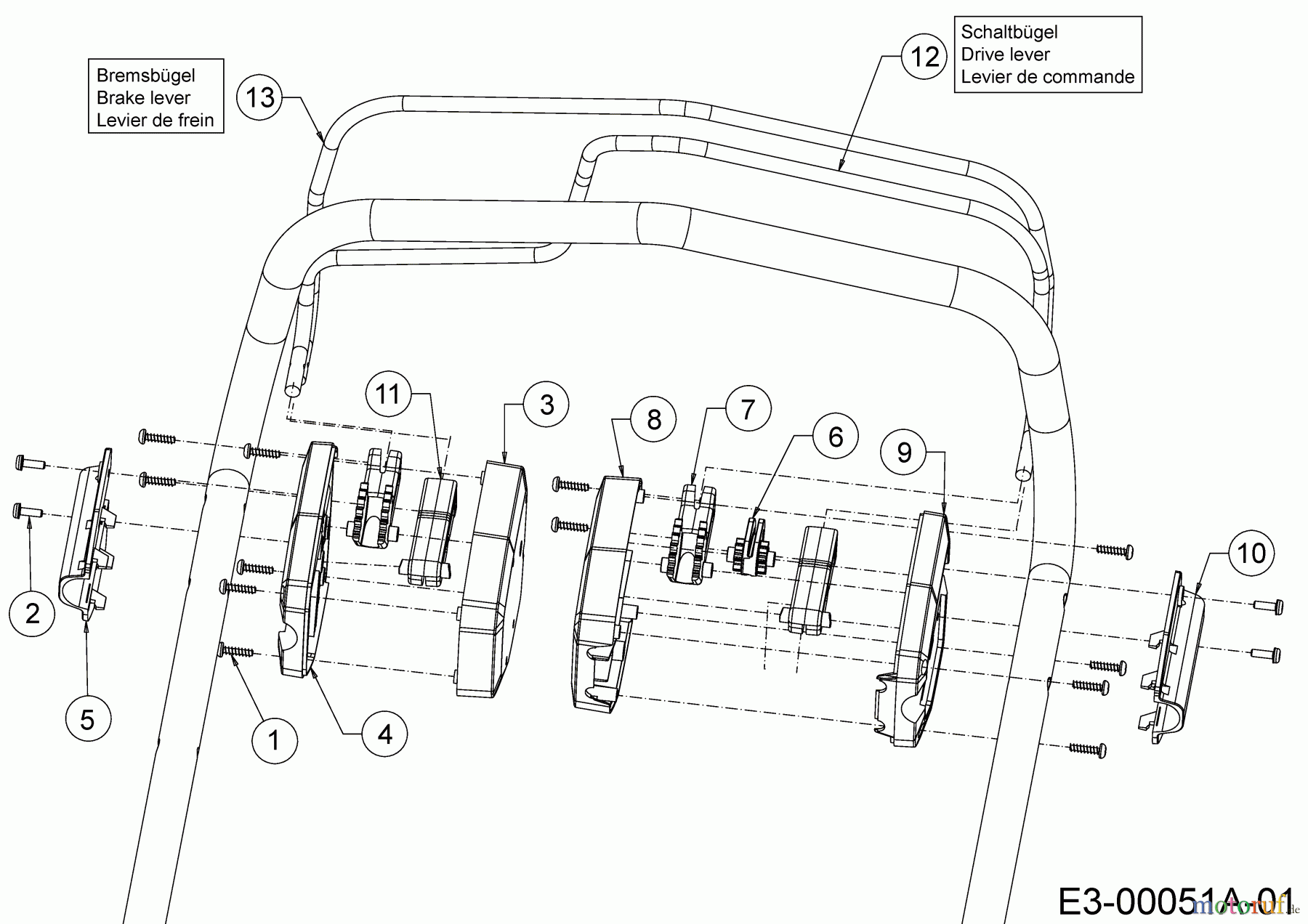  Wolf-Garten Petrol mower self propelled OMEGA1 53 B S 12A-ZA7F650 (2019) Brake lever, Drive lever