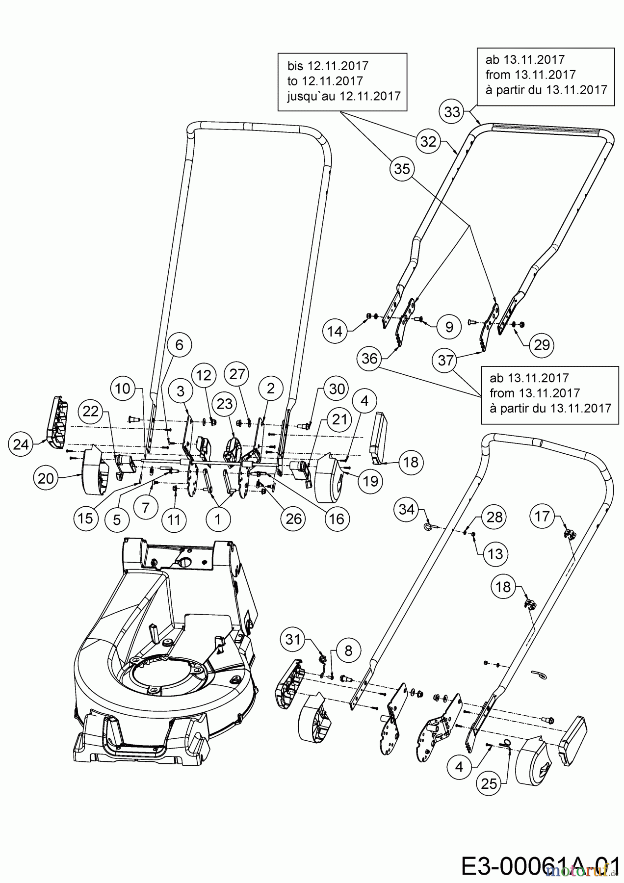  Wolf-Garten Petrol mower self propelled Expert 46 B SP 12ABYA7F650  (2018) Handle