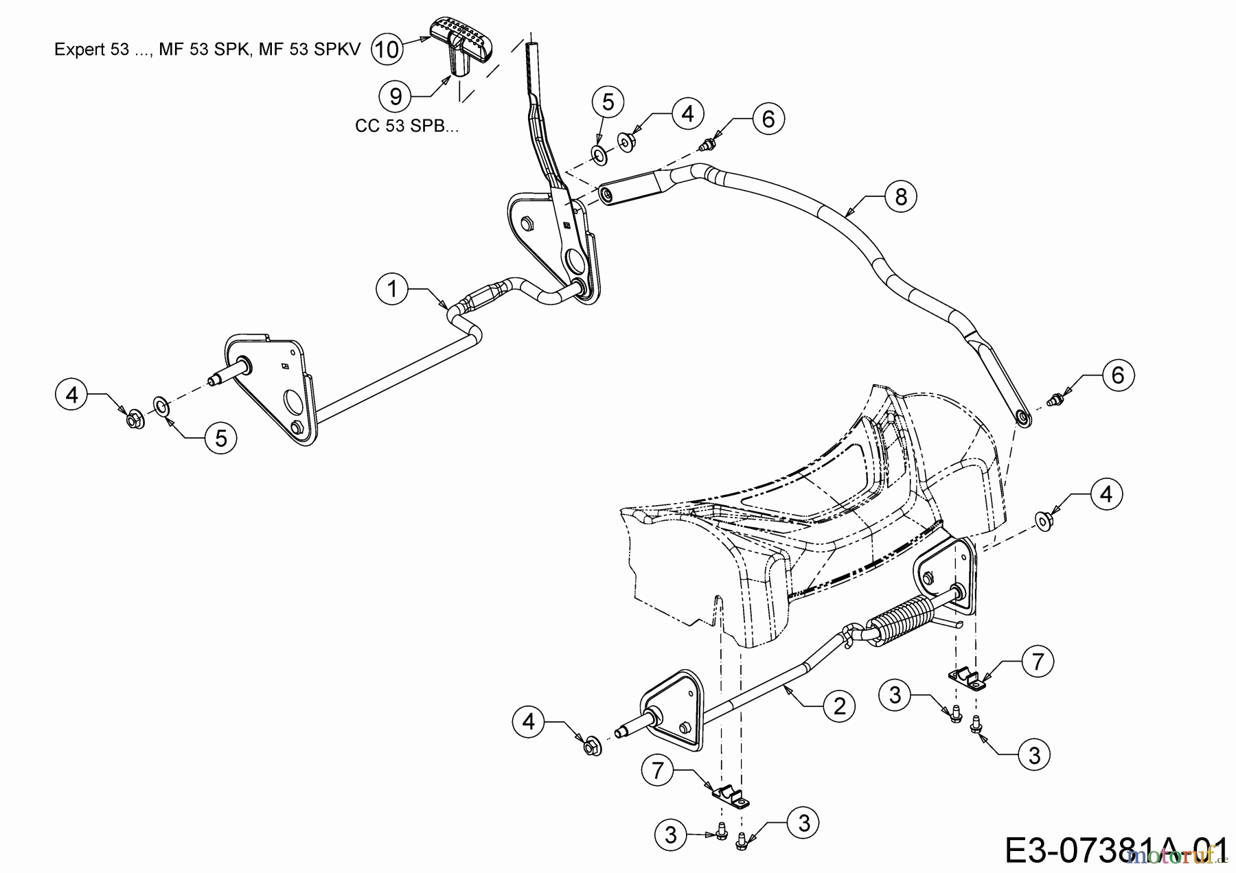  Wolf-Garten Petrol mower self propelled Expert 53 BA V 12BVQ56K650  (2015) Axles, Height adjustment