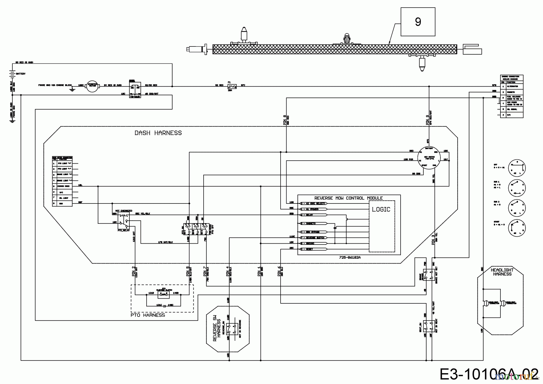  Wolf-Garten Lawn tractors 106.185 H 13ALA1VR650  (2017) Wiring diagram electric clutch