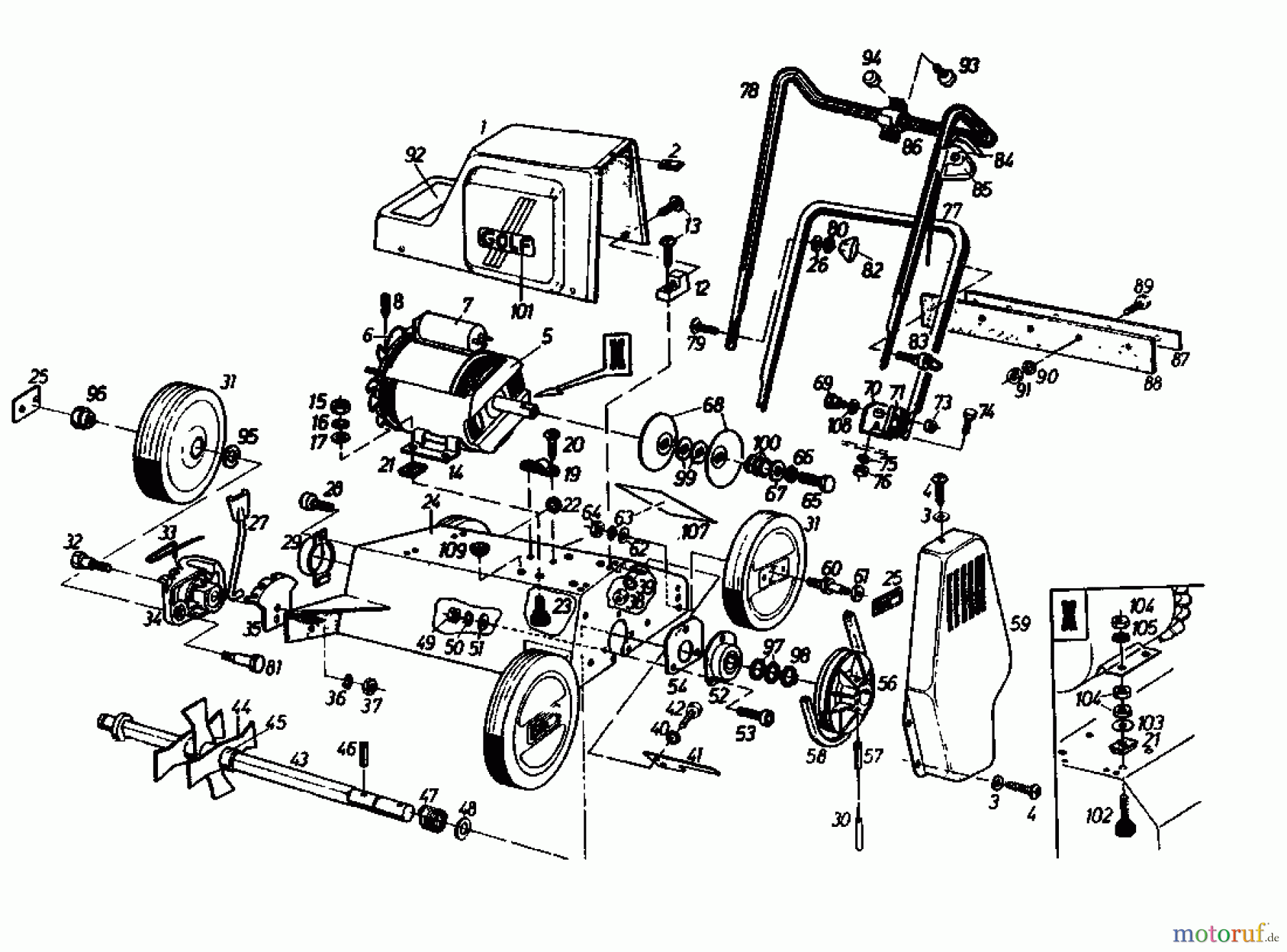  Golf Scarificateur électrique 140 VE 02699.05  (1985) Machine de base