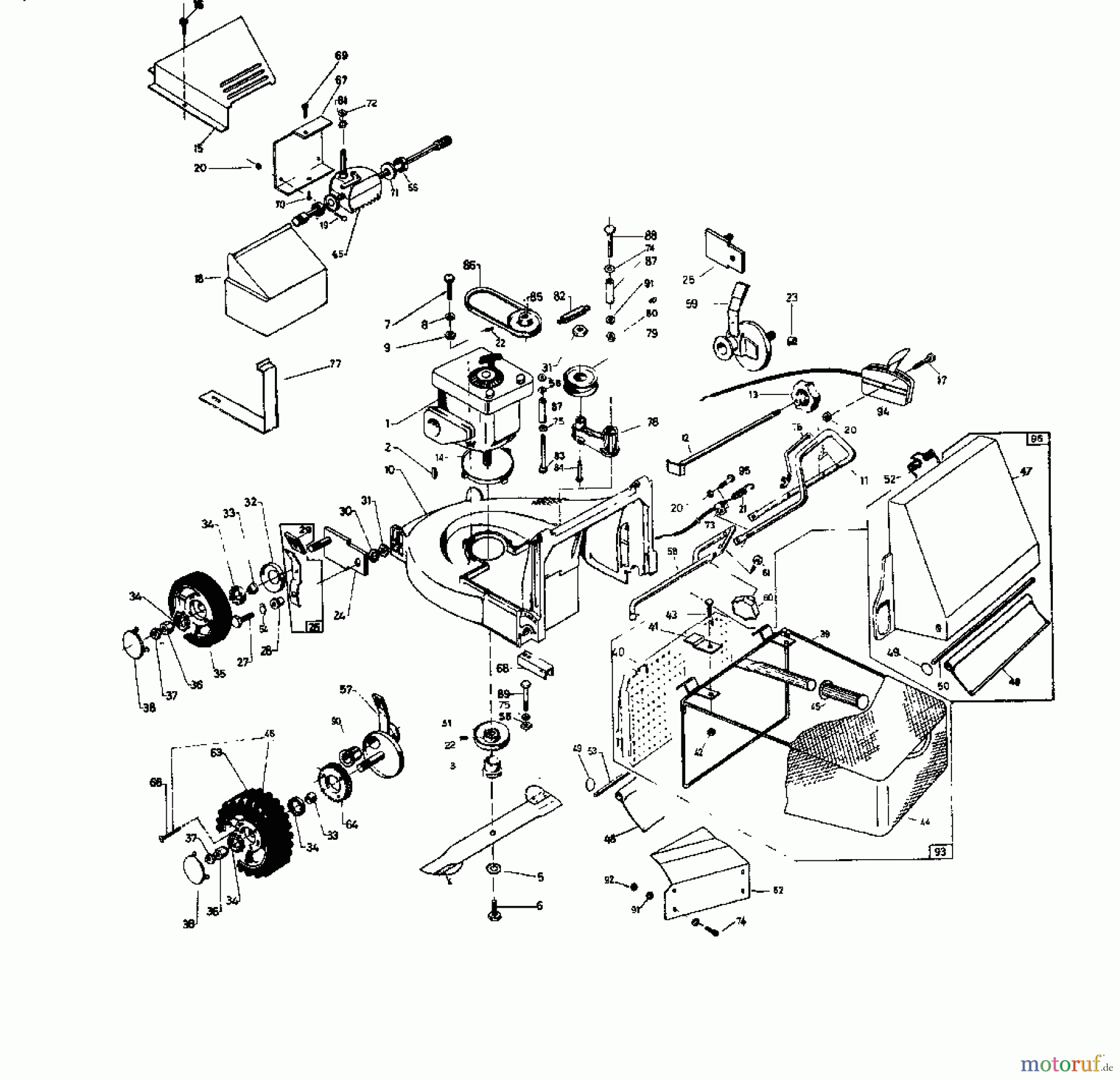  Rotaro Petrol mower self propelled ROTARO  55 S 186-0158  (1986) Basic machine