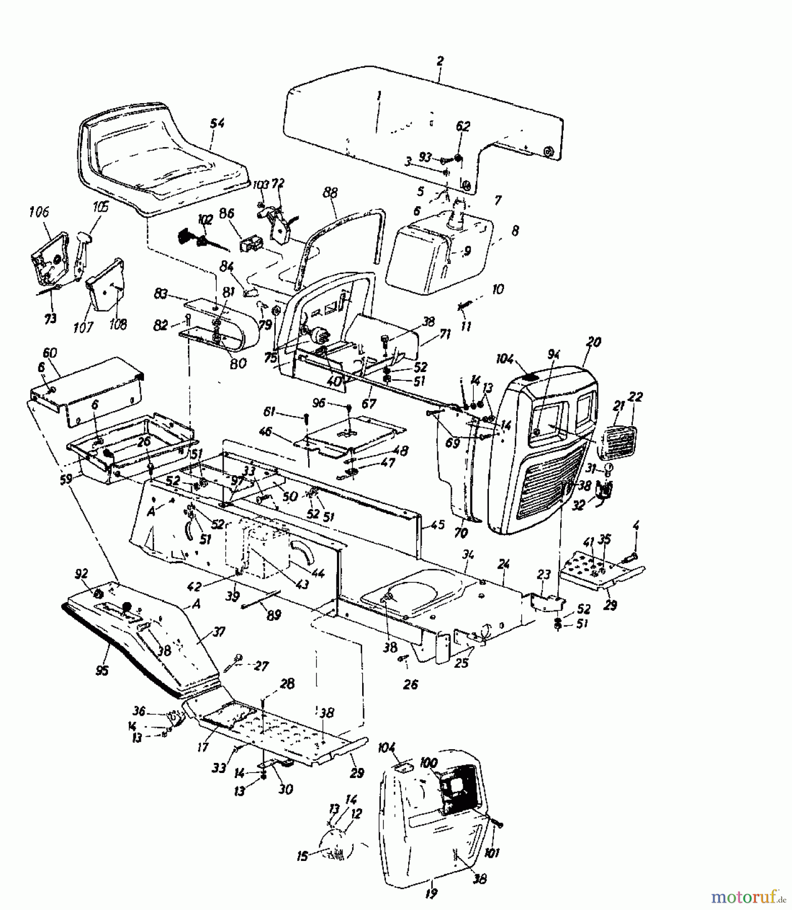  Super Lawn tractors Super 111 N 137-6370  (1987) Dashboard, Engine hood, Fender