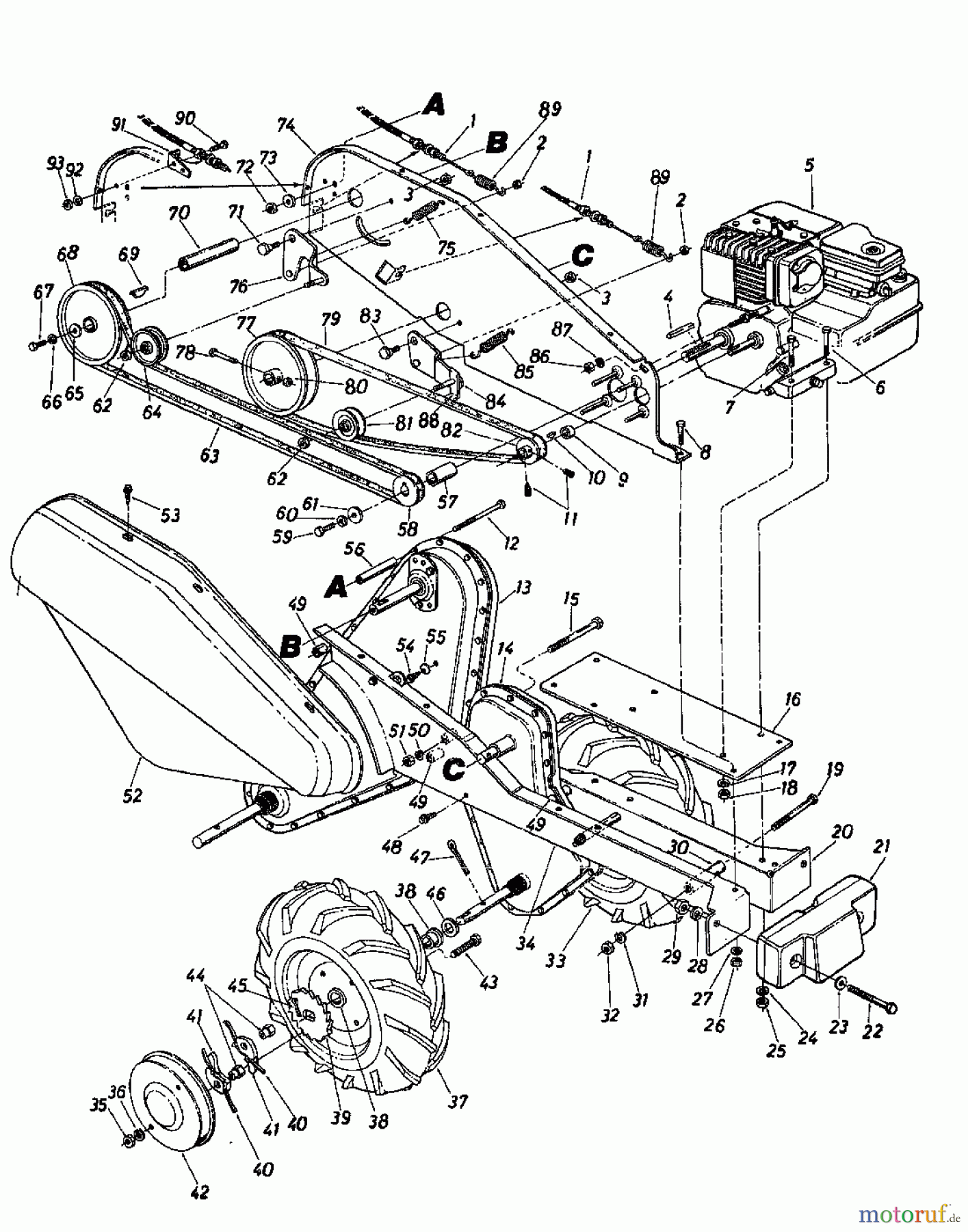  Rotorex Motoculteur ROTOREX  5 217-4050  (1987) Entraînement de roulement, Roues