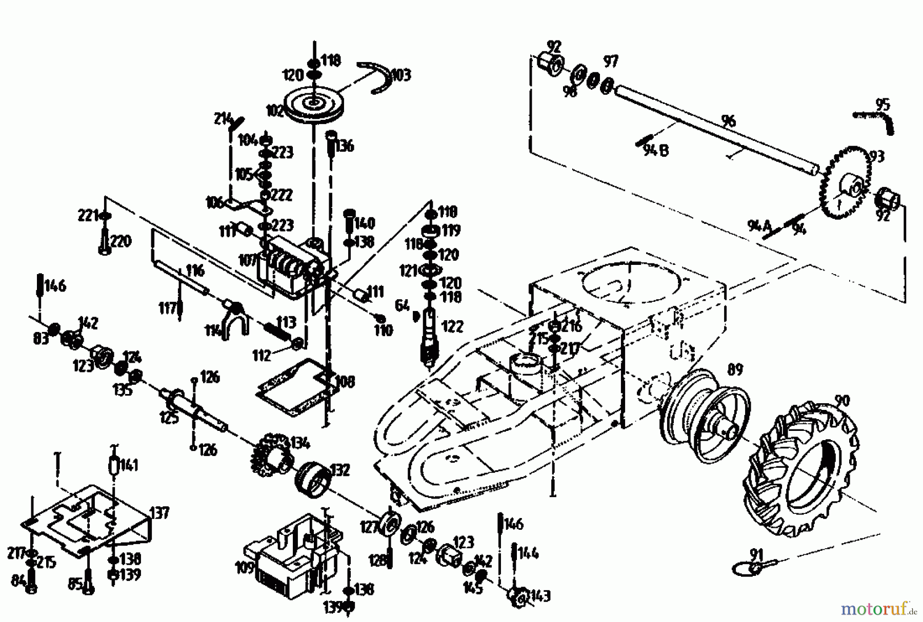  Gutbrod Cutter bar mower BM 710 07515.02  (1990) Gearbox, Wheels