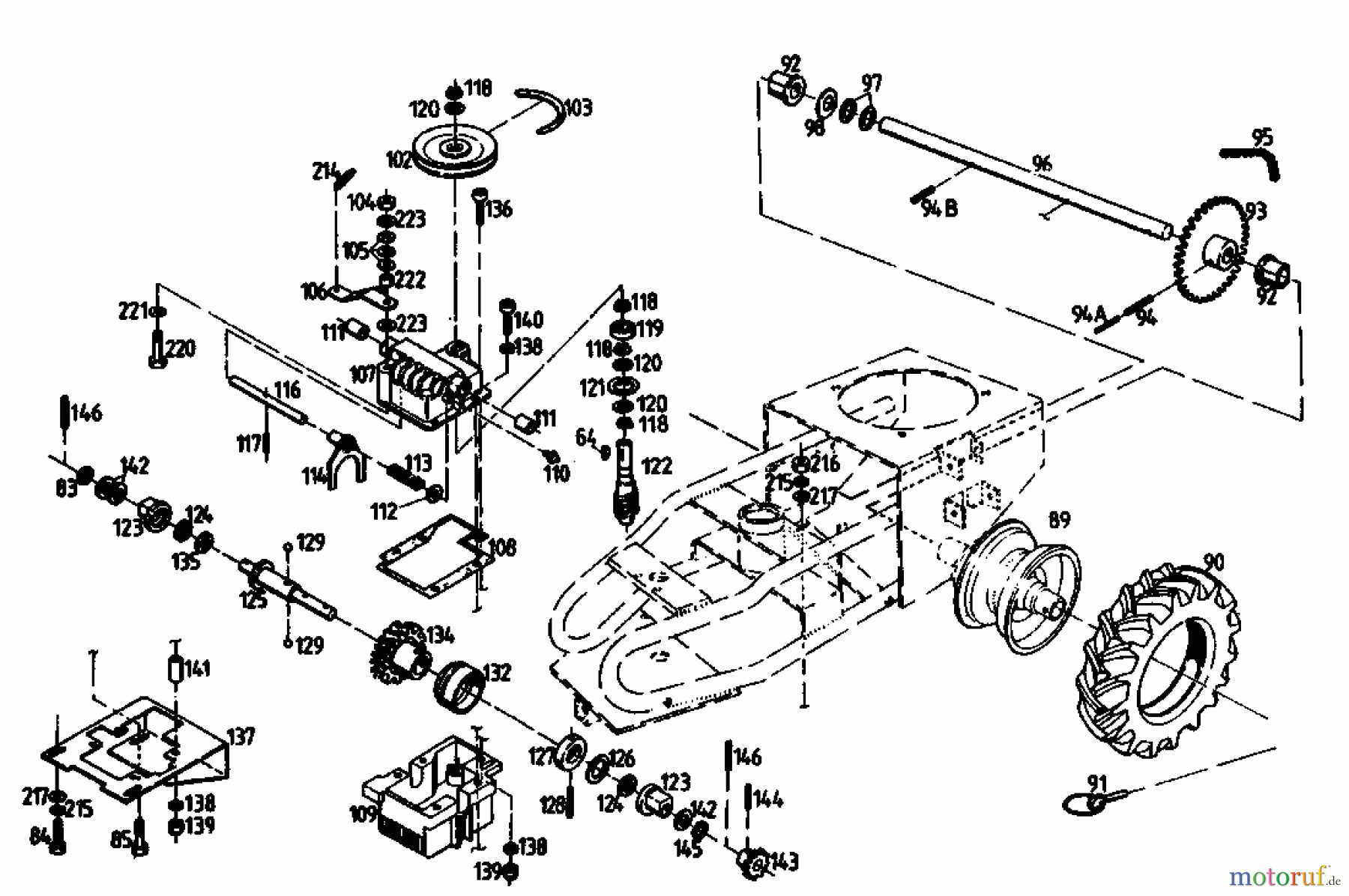  Gutbrod Cutter bar mower BM 710 07515.03  (1992) Gearbox, Wheels