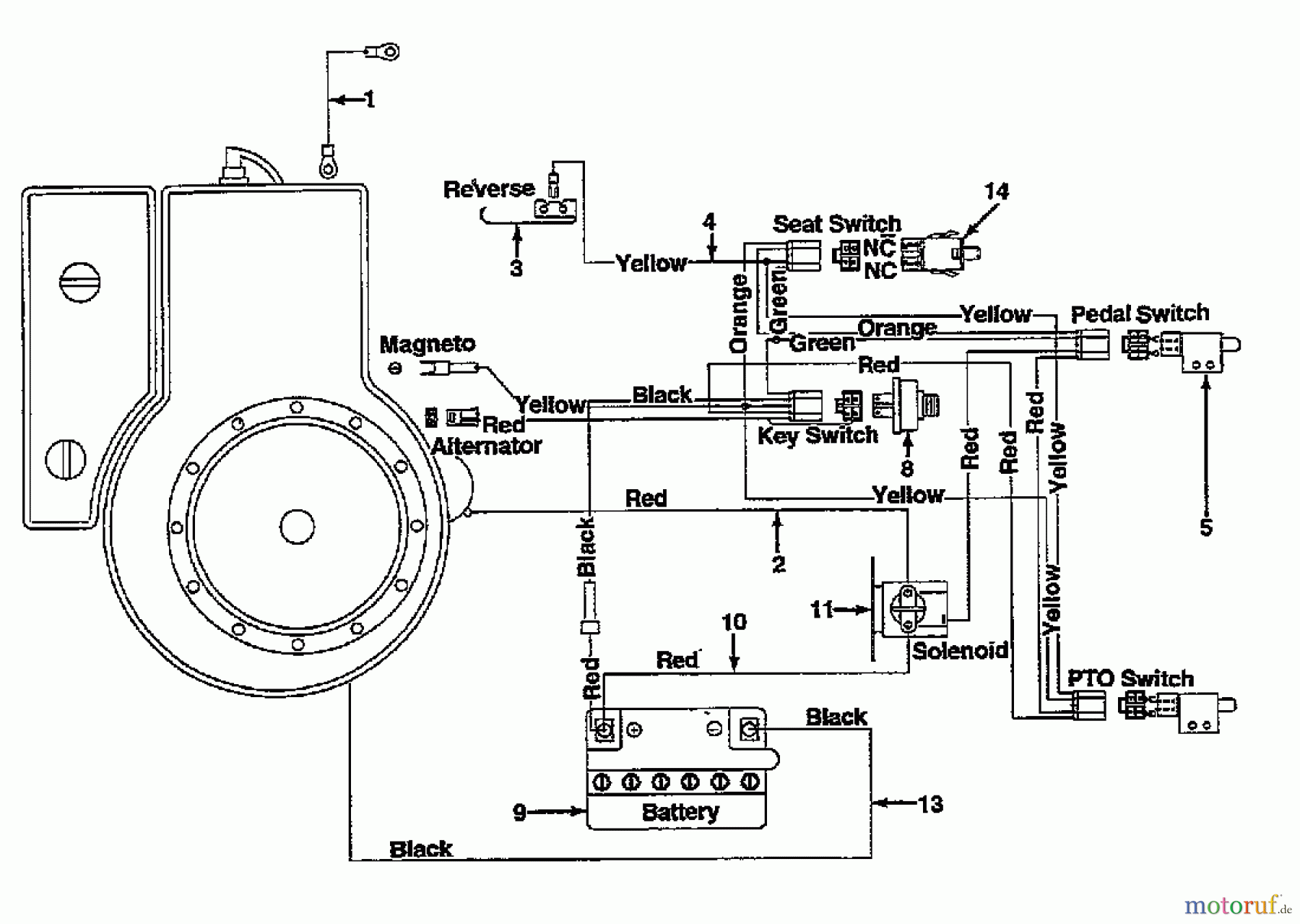  MTD Lawn tractors 10/76 HN 133B560C600  (1993) Wiring diagram