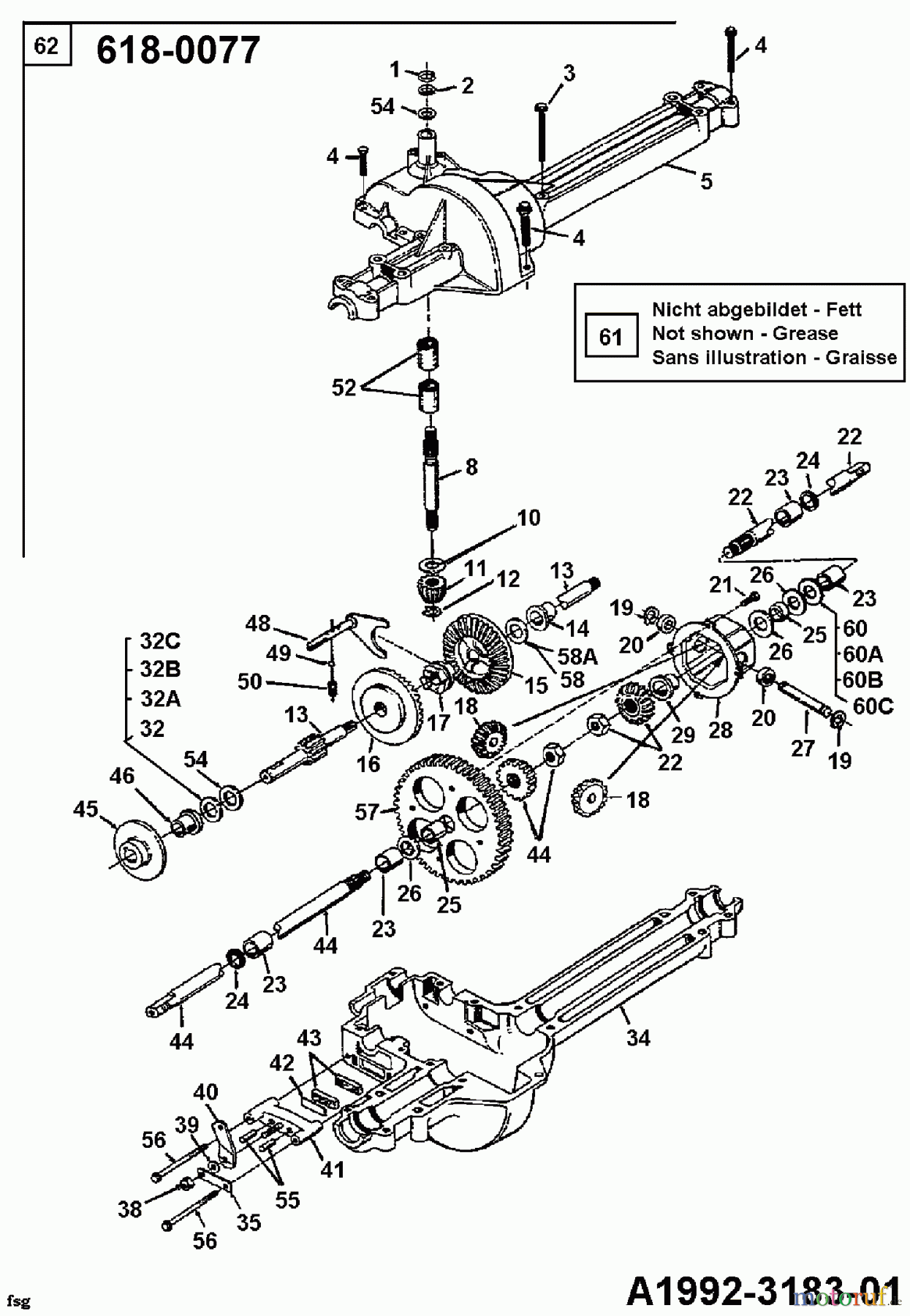  Gardol Lawn tractors 12/36 133I471E668  (1993) Gearbox 618-0077