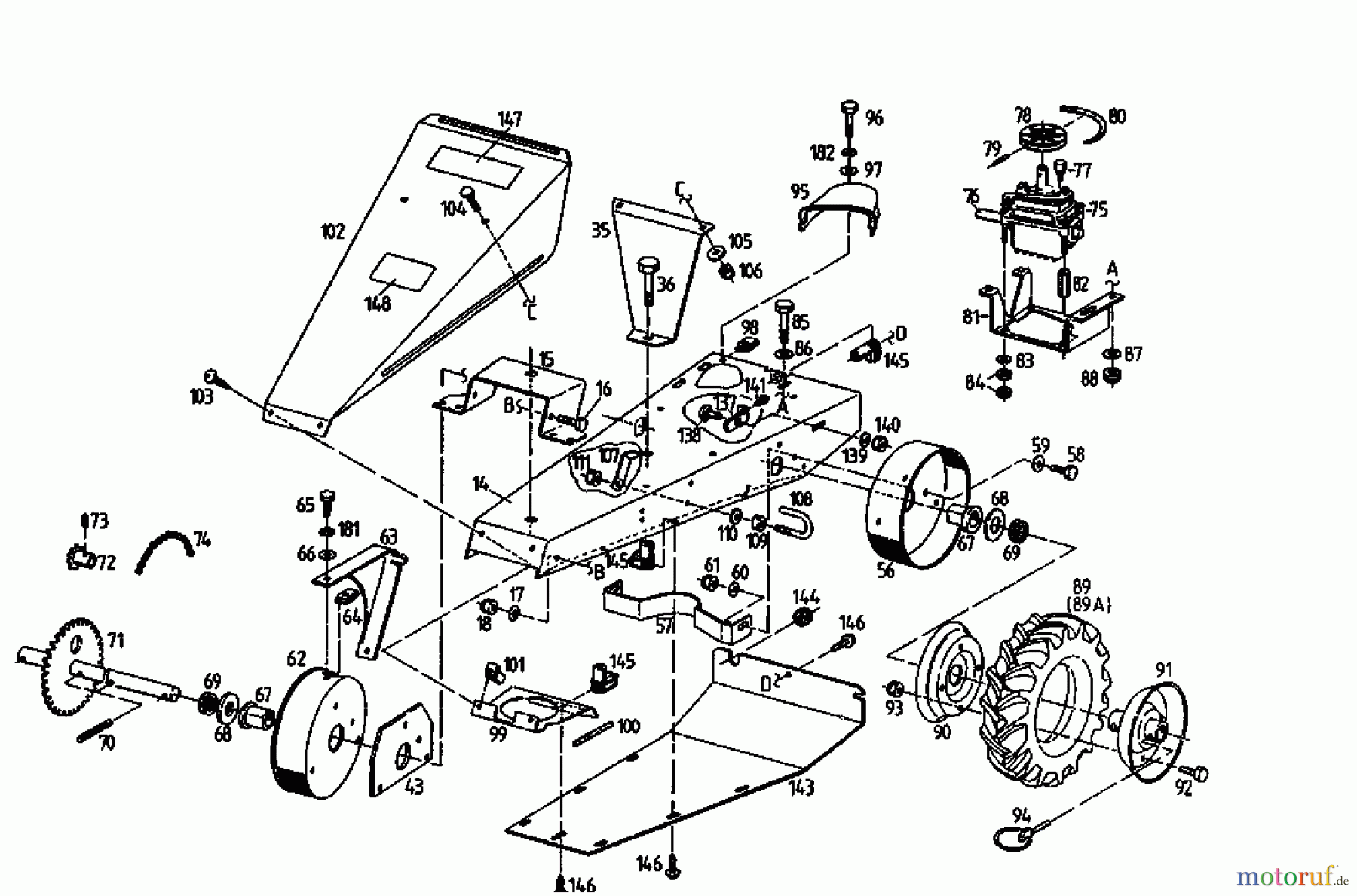  Golf Cutter bar mower 370 BMR 4 07510.05  (1993) Drive system, Wheels