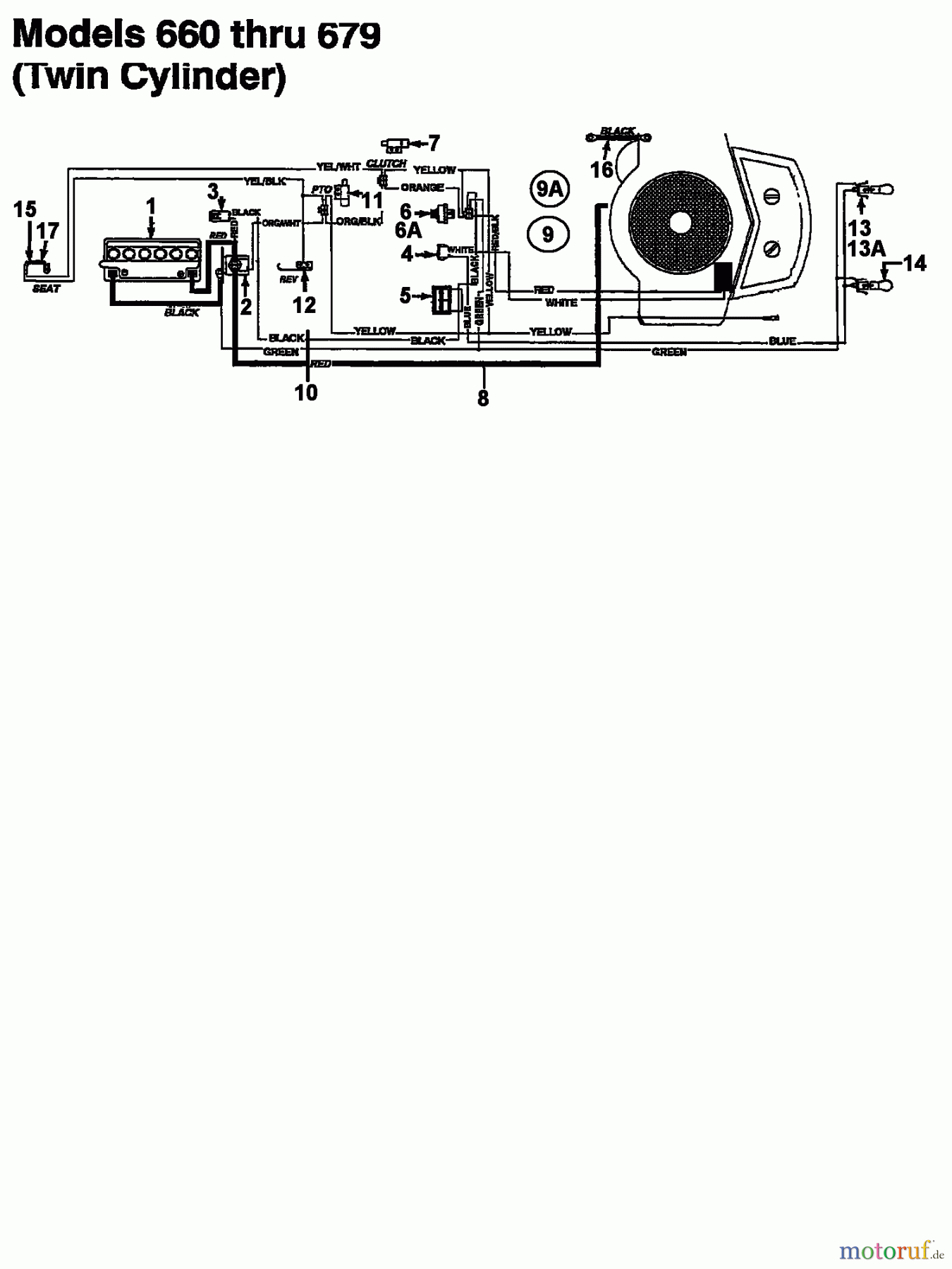  MTD Lawn tractors 11/30 133C679C600  (1993) Wiring diagram twin cylinder