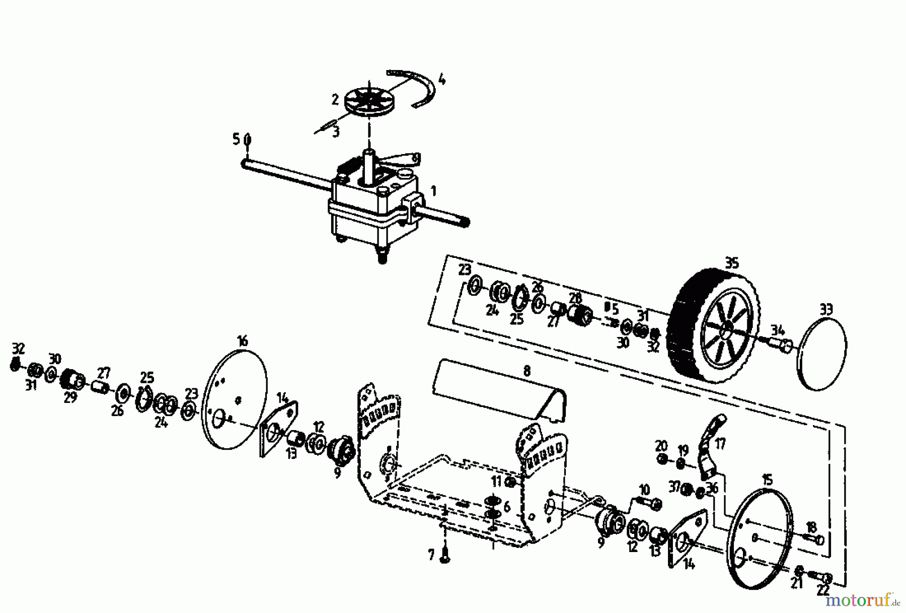  Fair Line Petrol mower self propelled BA 450 04025.03  (1994) Gearbox, Wheels, Cutting hight adjustment